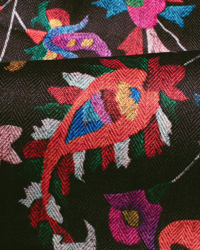 Black And Red Paisley Pattern Digital Print Gadwal Silk Dupatta With Tassels - Fabcurate
