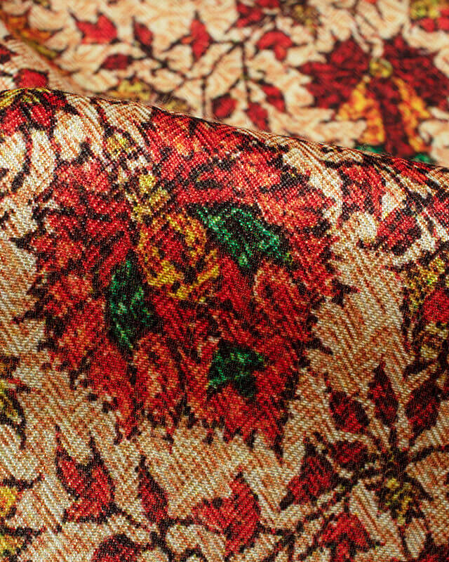 Orange And Indian Red Floral Pattern Digital Print Gadwal Silk Dupatta With Tassels - Fabcurate