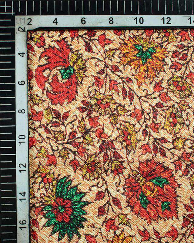 Orange And Indian Red Floral Pattern Digital Print Gadwal Silk Dupatta With Tassels - Fabcurate