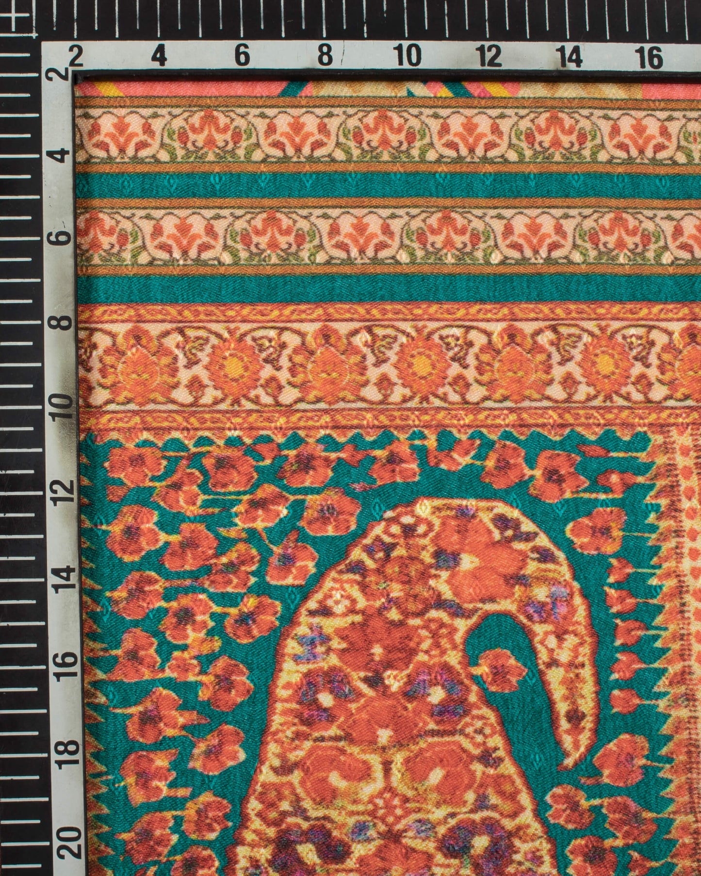 Brick Pink And Beige Paisley Pattern Digital Print Gadwal Silk Dupatta With Tassles