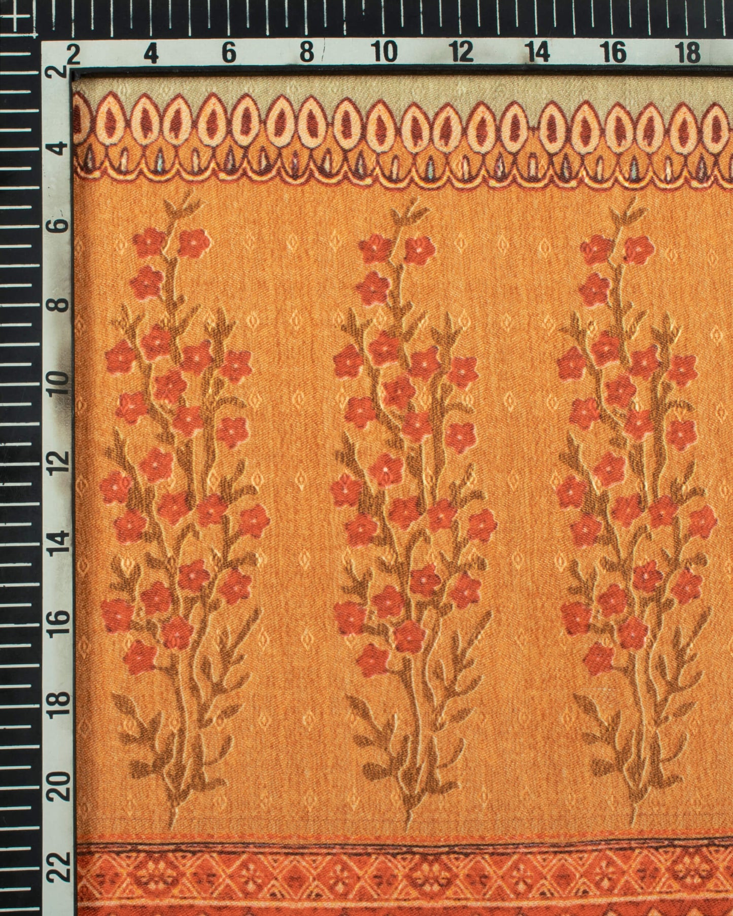 Orange And Brown Floral Pattern Digital Print Gadwal Silk Dupatta With Tassles