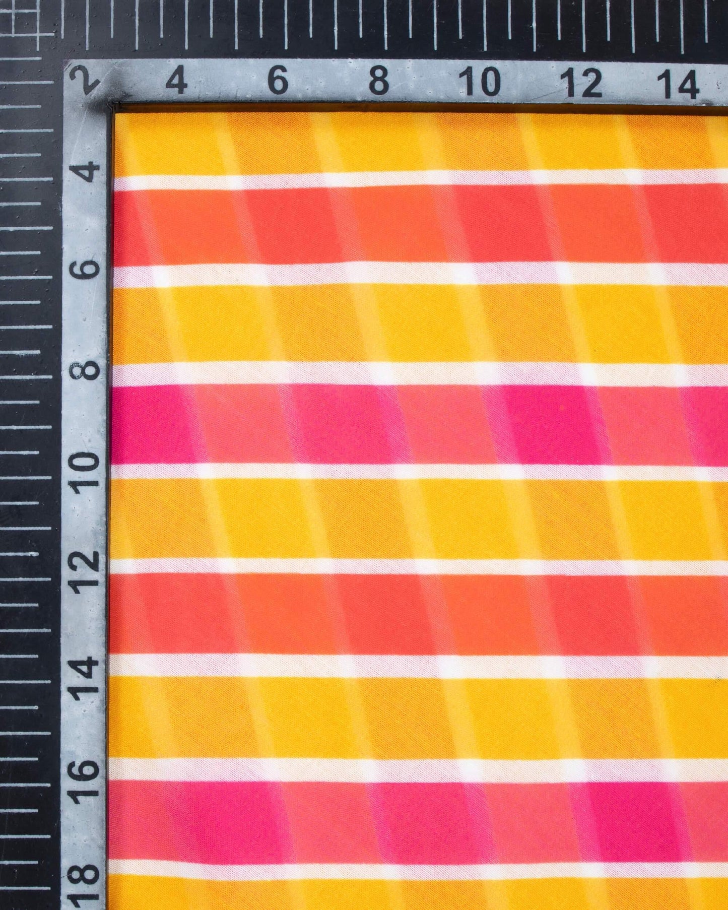 Magenta Pink And Honey Yellow Leheriya Pattern Digital Print Poly Voile Dupatta With Tassels - Fabcurate