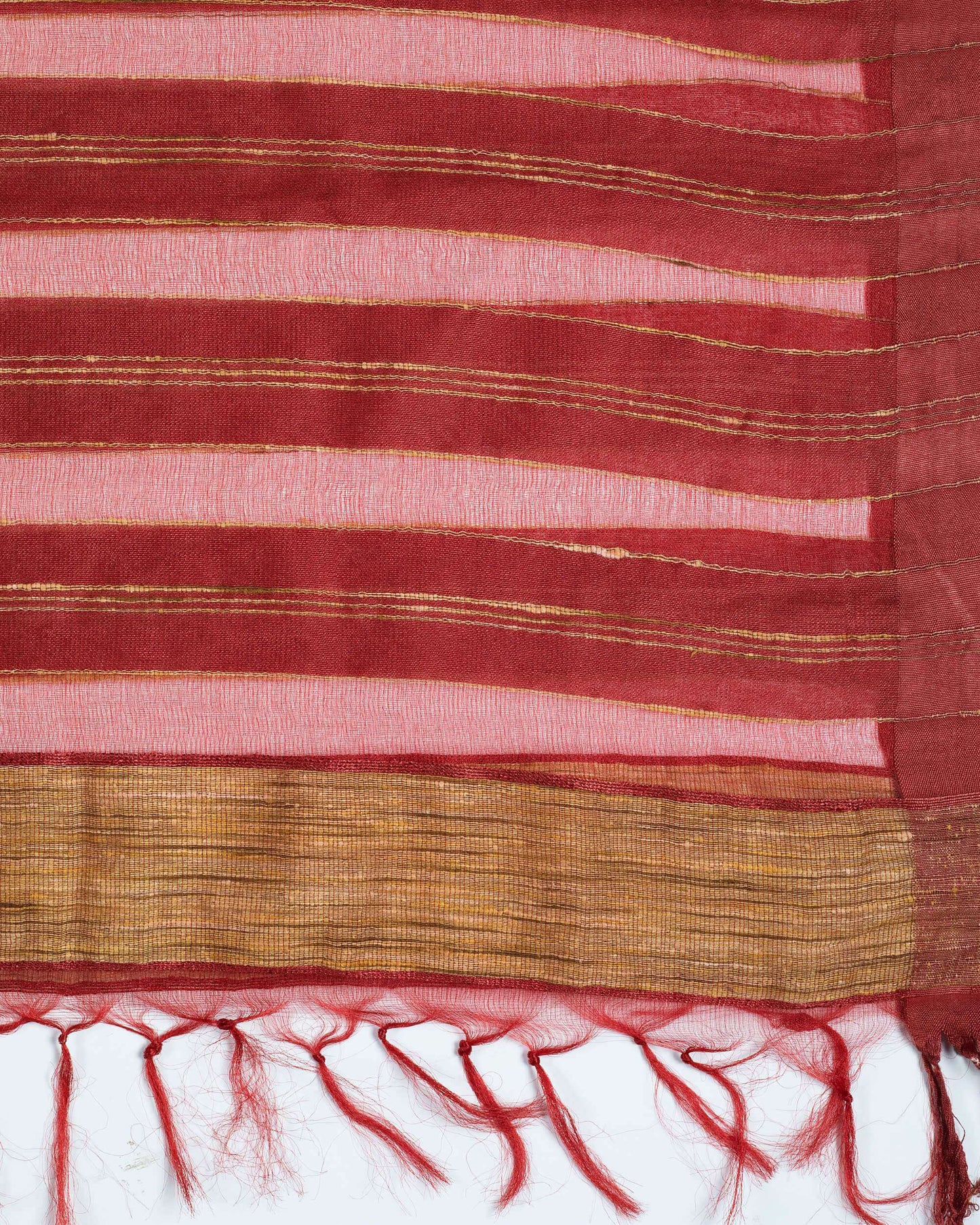 Maroon Stripes Pattern Woven Bhagalpuri Viscose Silk Dupatta - Fabcurate