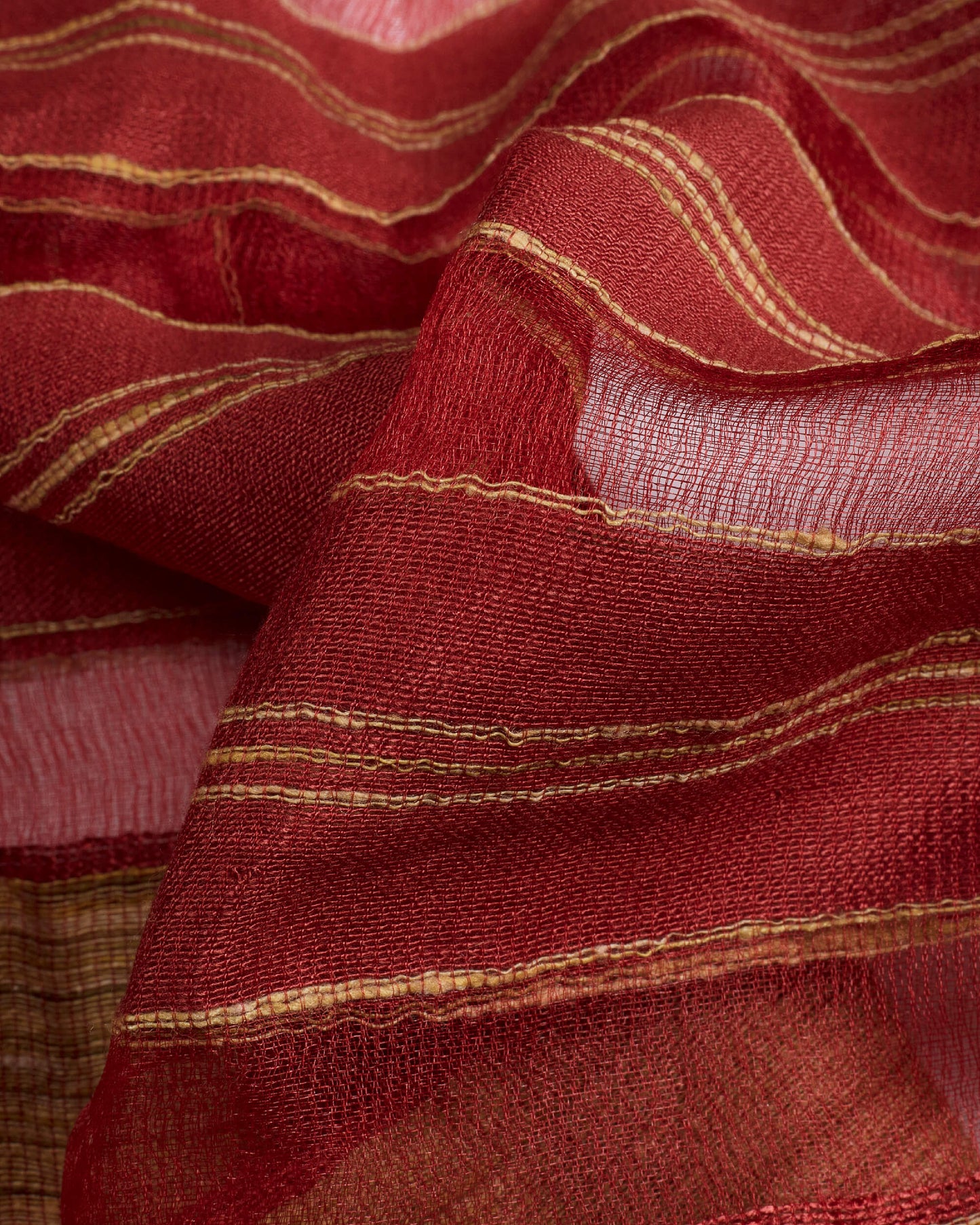 Maroon Stripes Pattern Woven Bhagalpuri Viscose Silk Dupatta - Fabcurate