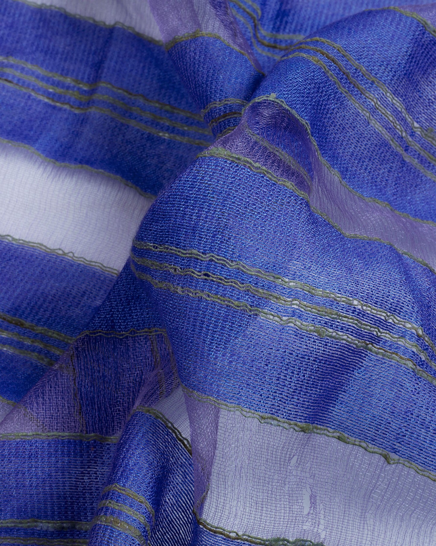 Royal Blue Stripes Pattern Woven Bhagalpuri Viscose Silk Dupatta - Fabcurate