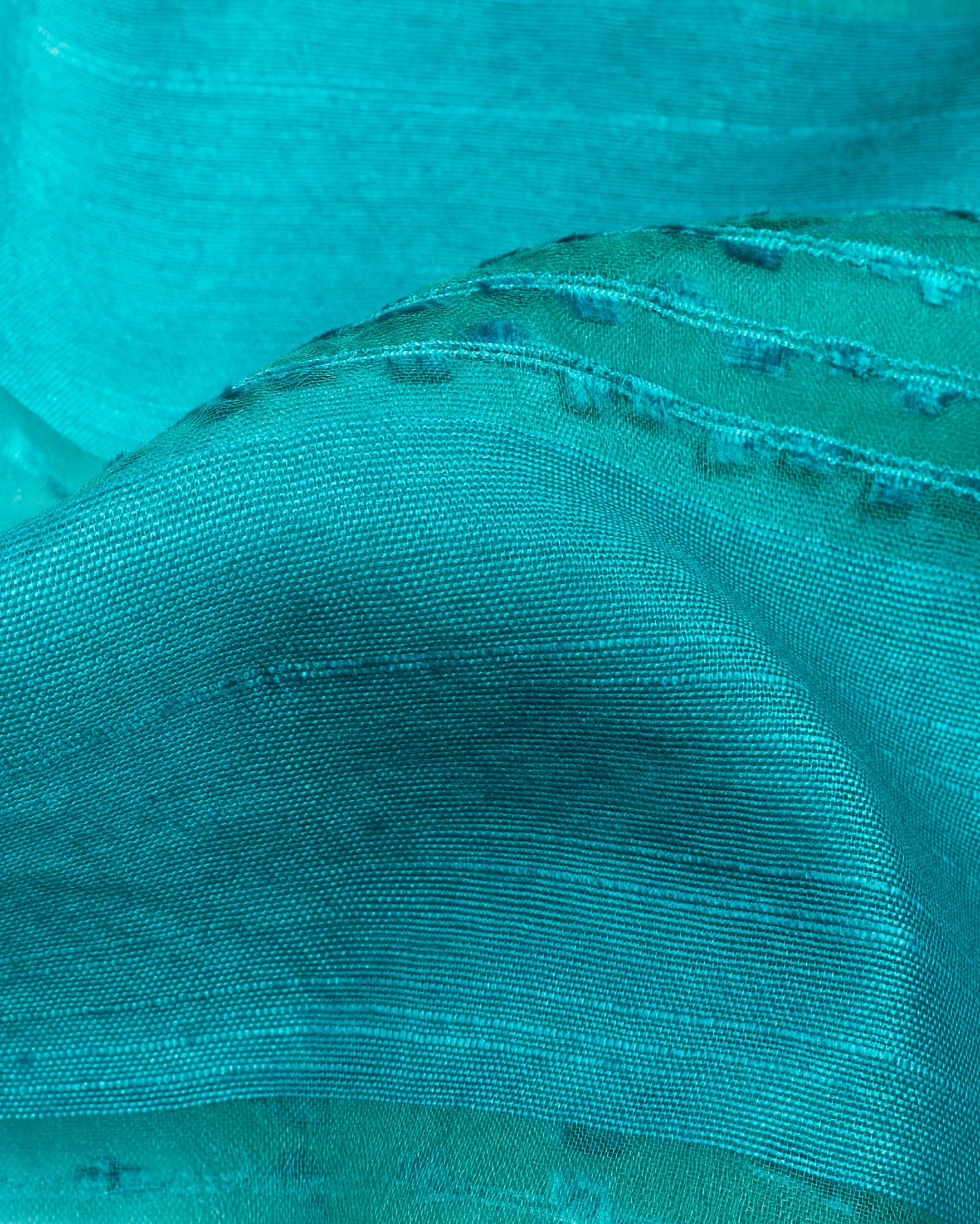 Sky Blue And Green Tie & Dye Pattern Woven Bhagalpuri Viscose By Tusser Silk Dupatta With Tassels - Fabcurate