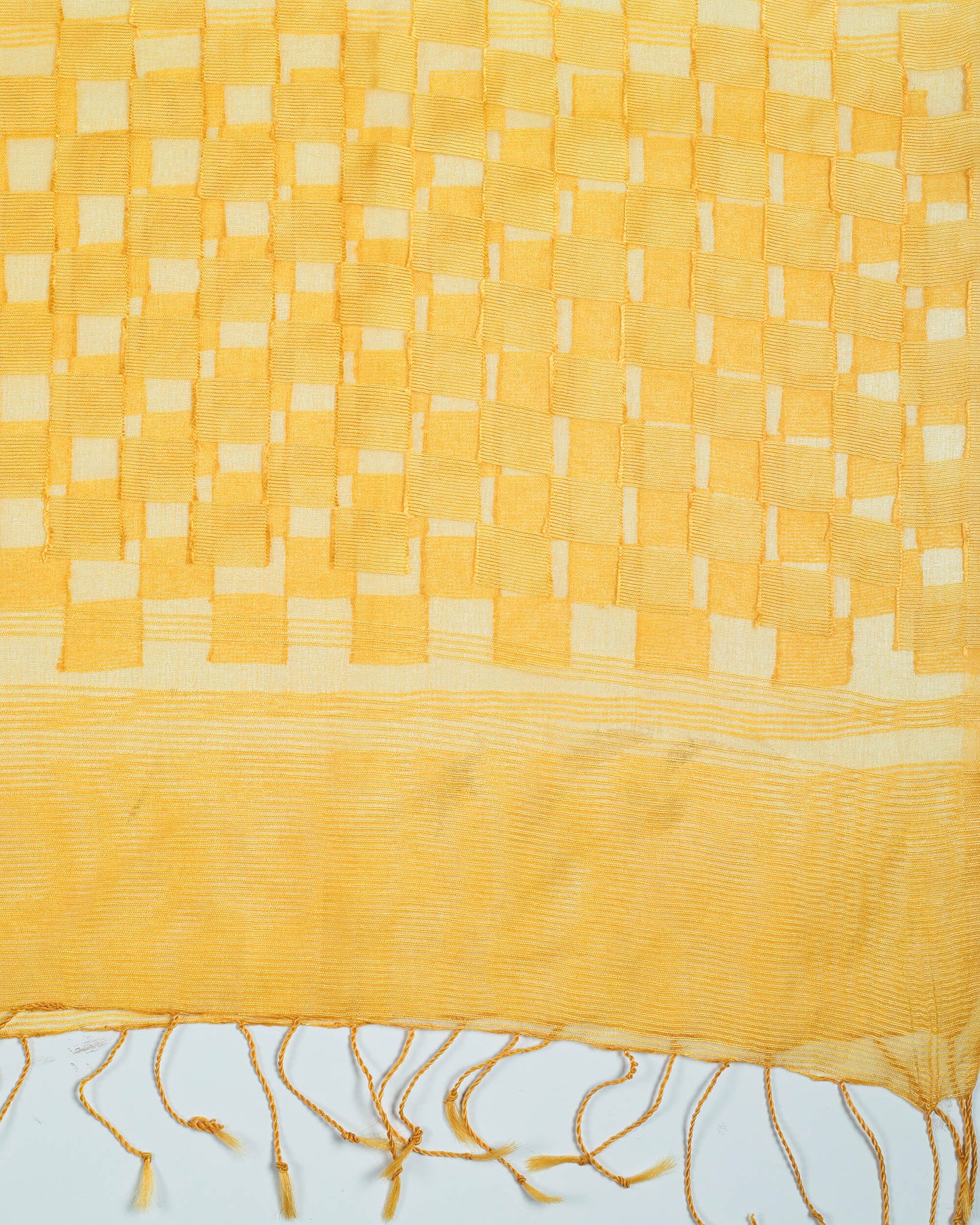 Yellow Tie & Dye Pattern Woven Bhagalpuri Dobby Viscose By Silk Dupatta - Fabcurate