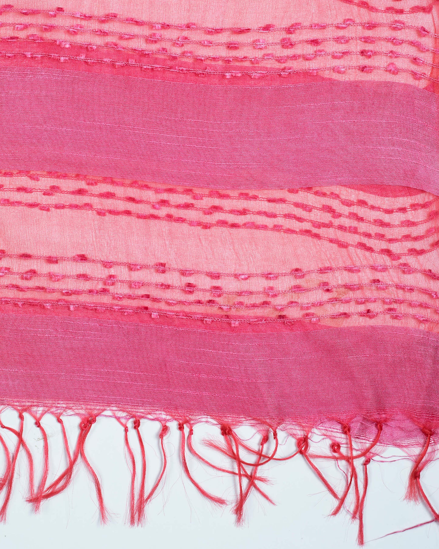 Red And Pink Tie & Dye Pattern Woven Bhagalpuri Viscose By Tusser Silk Dupatta With Tassels - Fabcurate