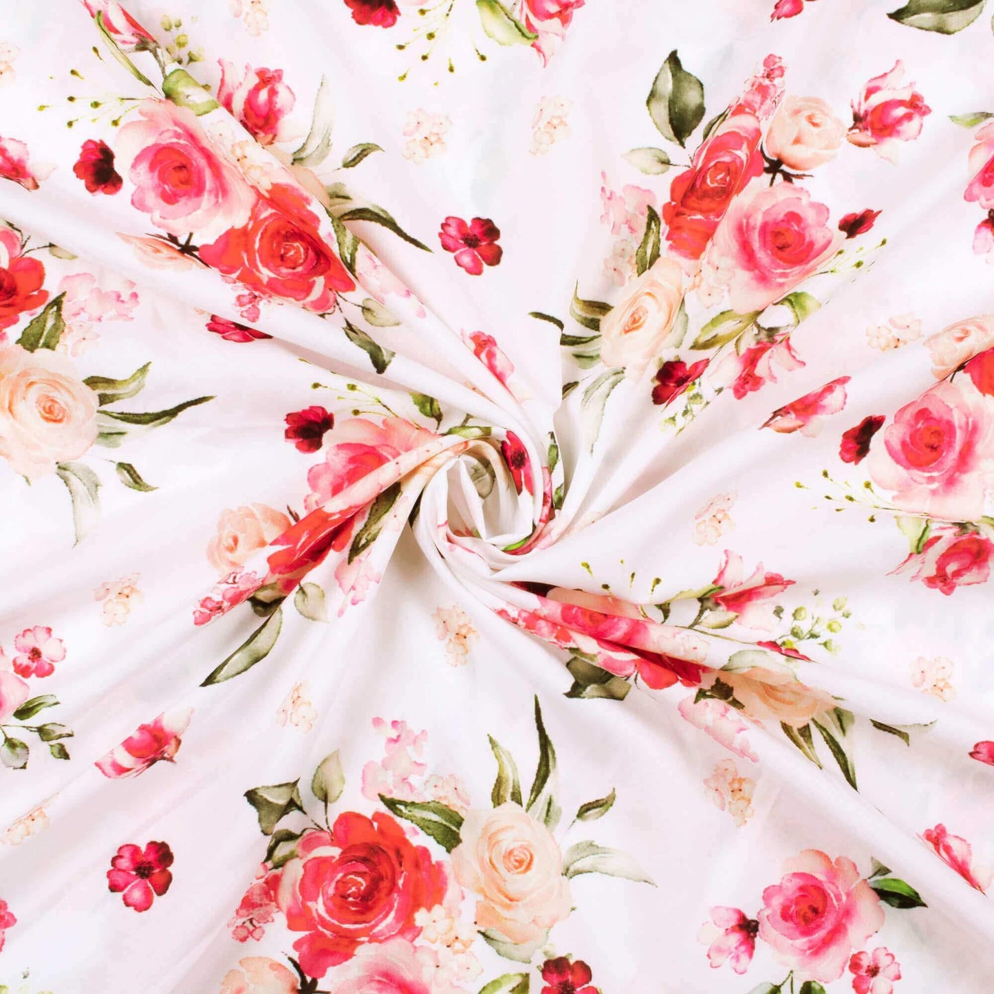White And Pink Floral Pattern Digital Print Ultra Premium Butter Crepe Fabric - Fabcurate
