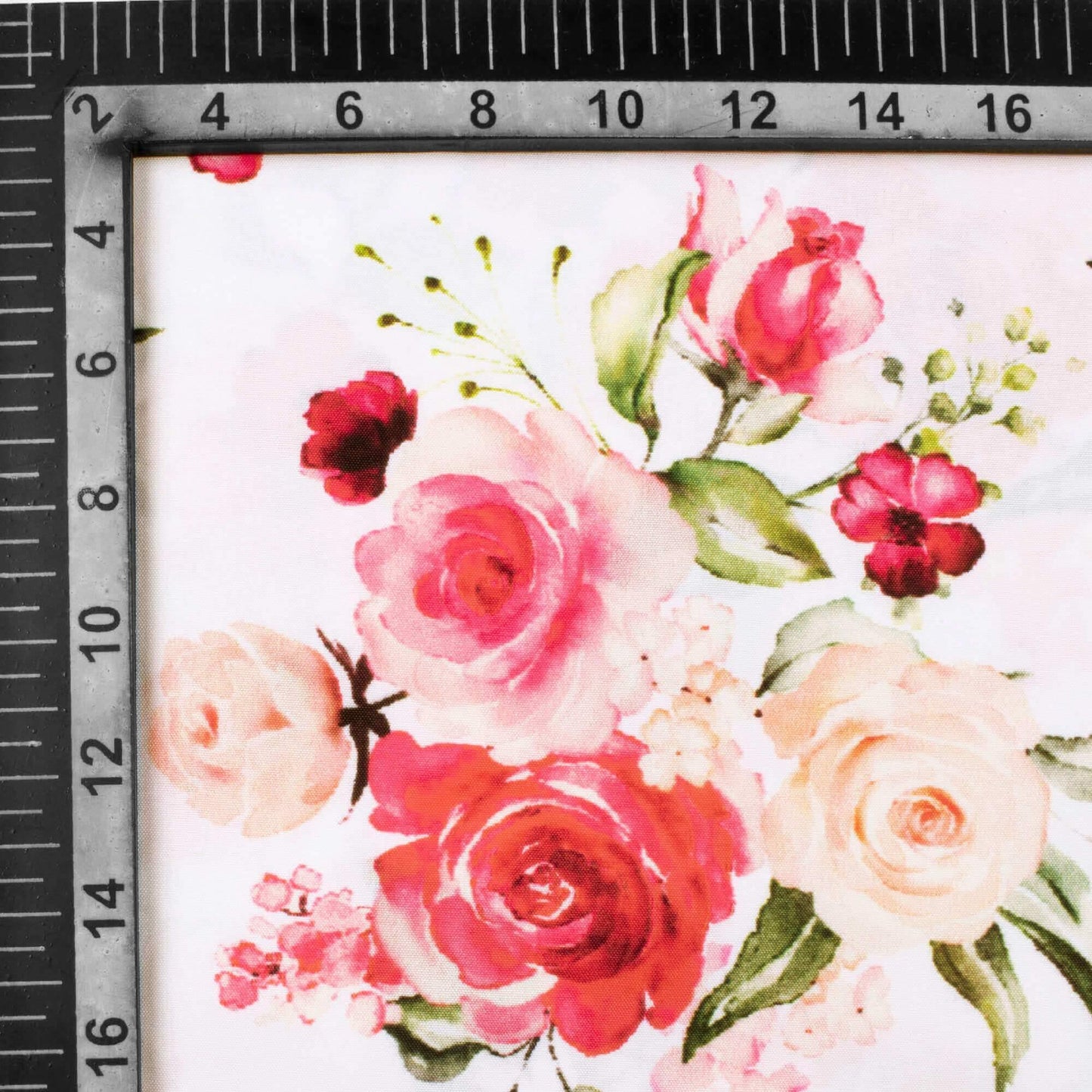 White And Pink Floral Pattern Digital Print Ultra Premium Butter Crepe Fabric - Fabcurate