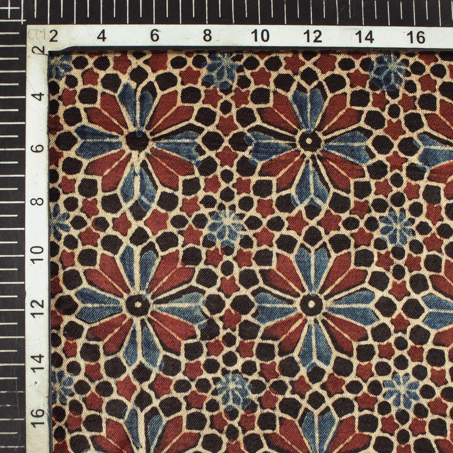 Black And Maroon Floral Pattern Ajrakh Handblock Natural Dye Mashru Silk Fabric - Fabcurate