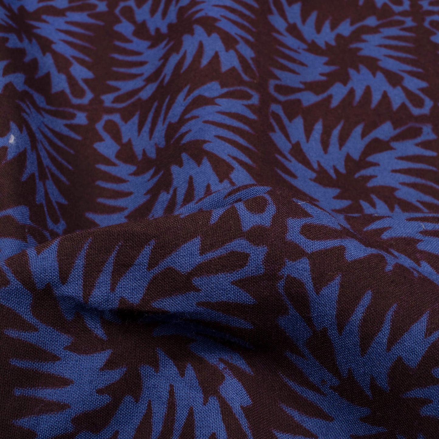 Yale Blue And Dark Purple Geometric Pattern Bagh Print Handblock Natural Dye Rayon Fabric