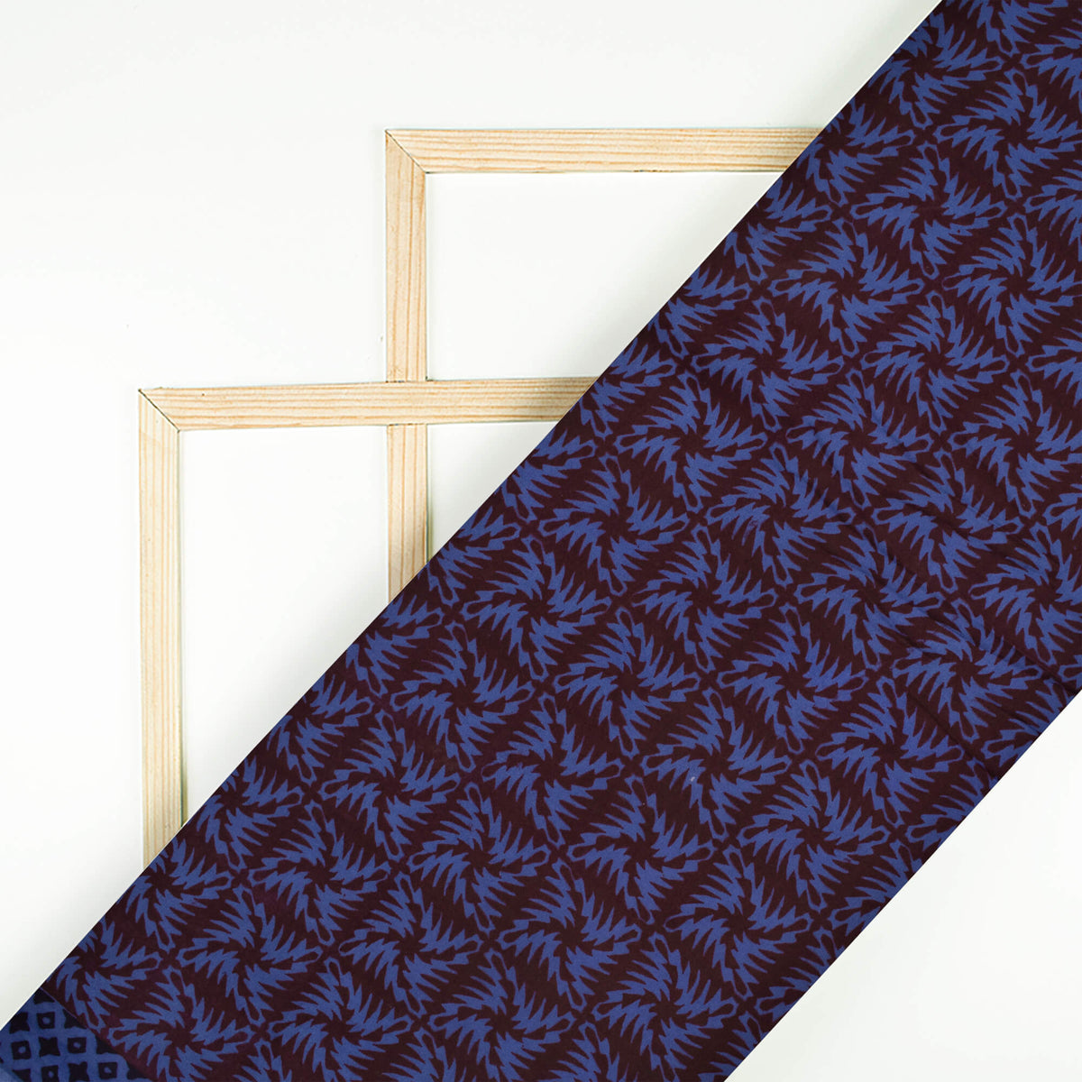 Yale Blue And Dark Purple Geometric Pattern Bagh Print Handblock Natural Dye Rayon Fabric
