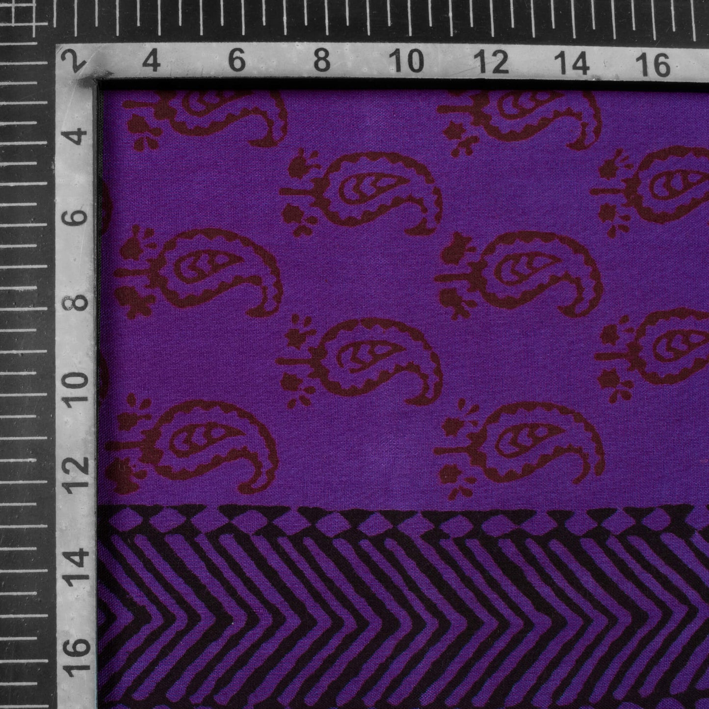 Grape Purple And Maroon Paisely Pattern Bagh Print Handblock Natural Dye Rayon Fabric