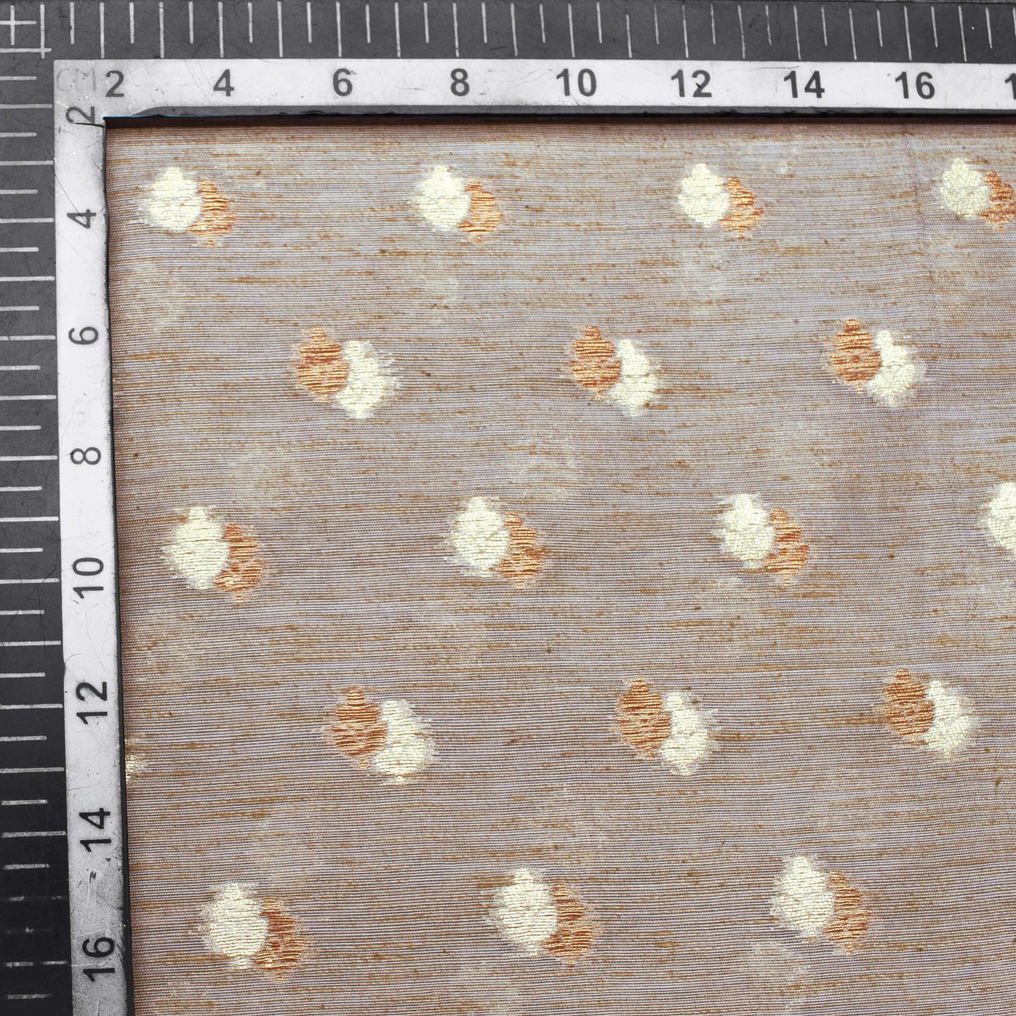 Salmon Orange Booti Pattern Zari Jacquard Banarasi Organza Fabric