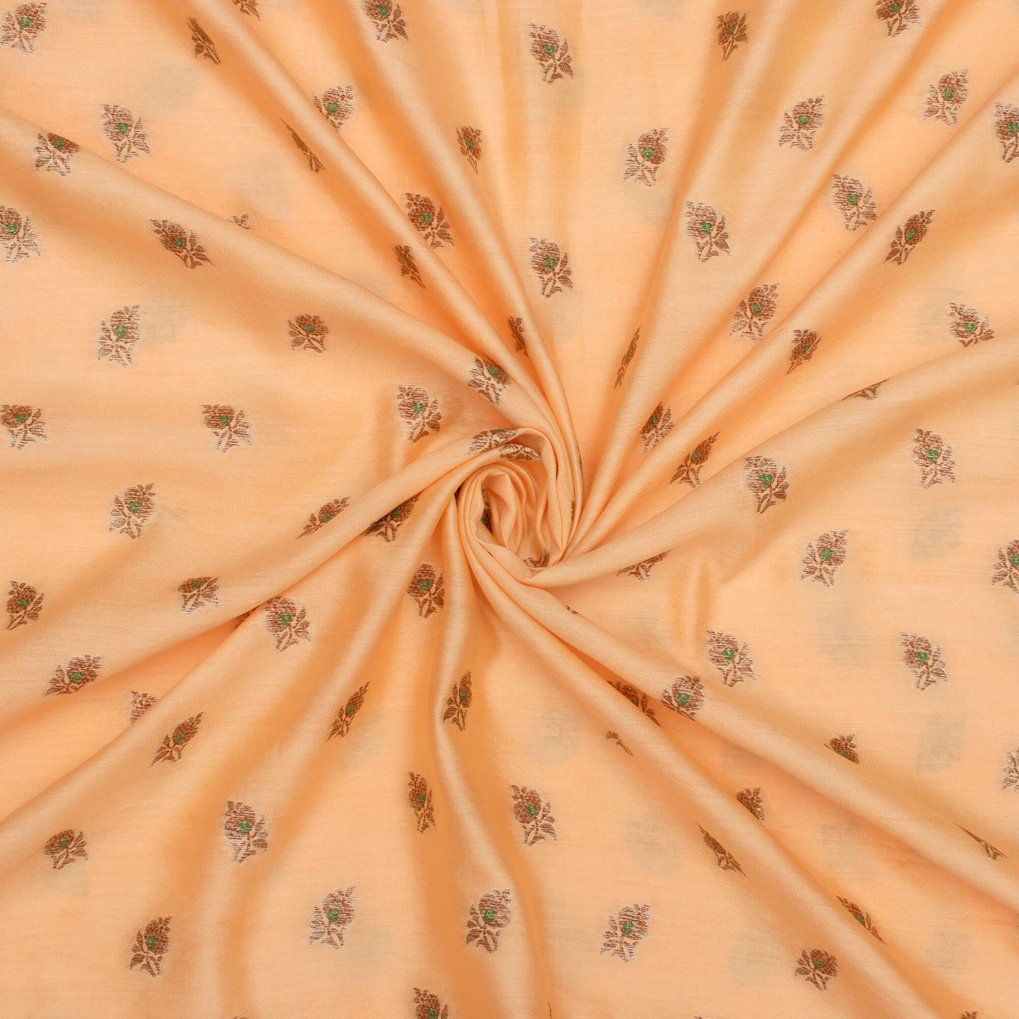 Salmon Peach Booti Pattern Zari Jacquard Pure Banarasi Chanderi Fabric