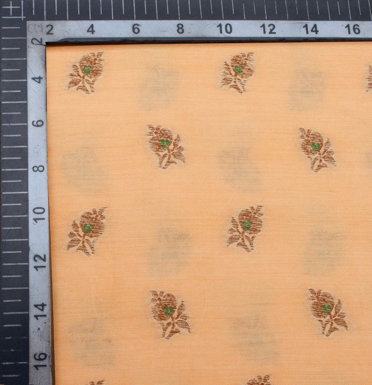 Salmon Peach Booti Pattern Zari Jacquard Pure Banarasi Chanderi Fabric