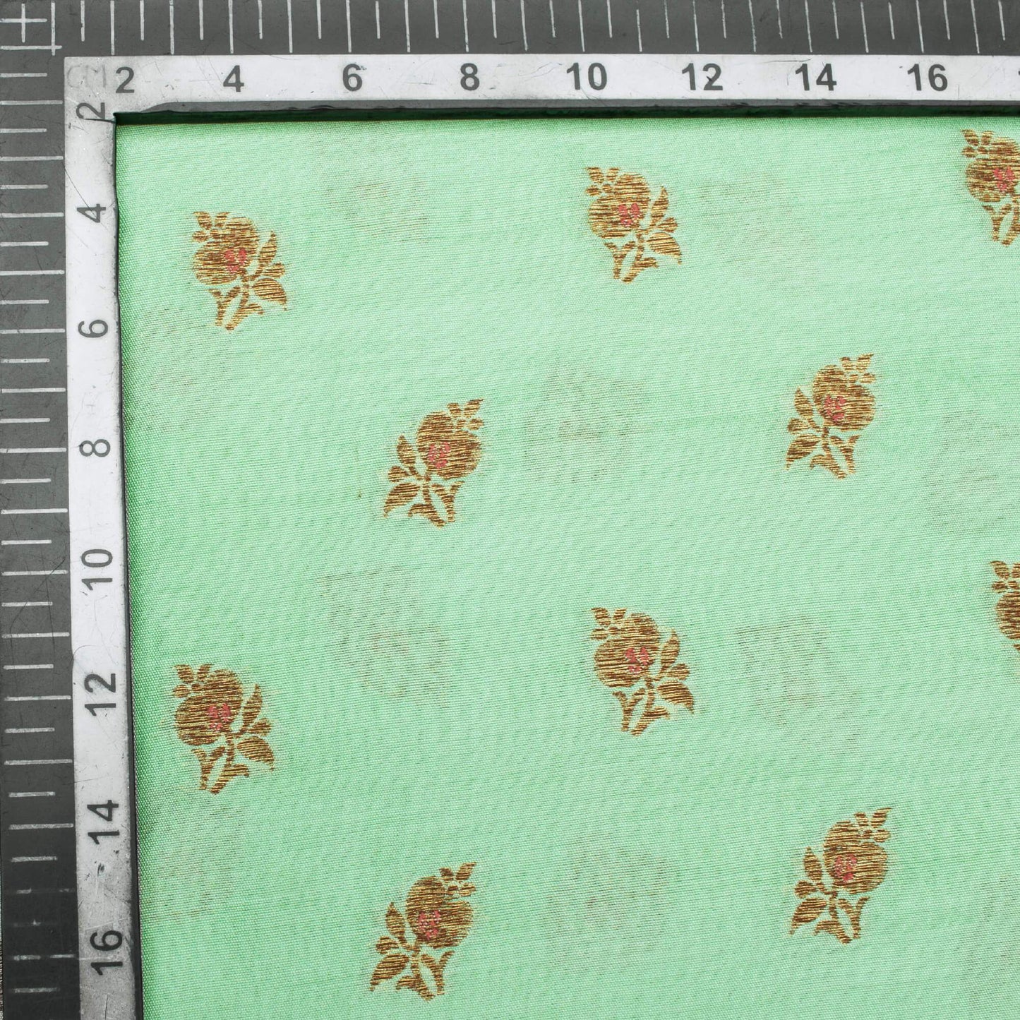Pistachio Green Booti Pattern Zari Jacquard Pure Banarasi Chanderi Fabric
