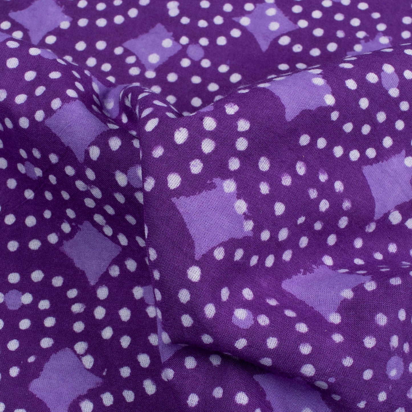 Grape Purple And White Traditional Pattern Bagru Dabu Handblock Cotton Fabric