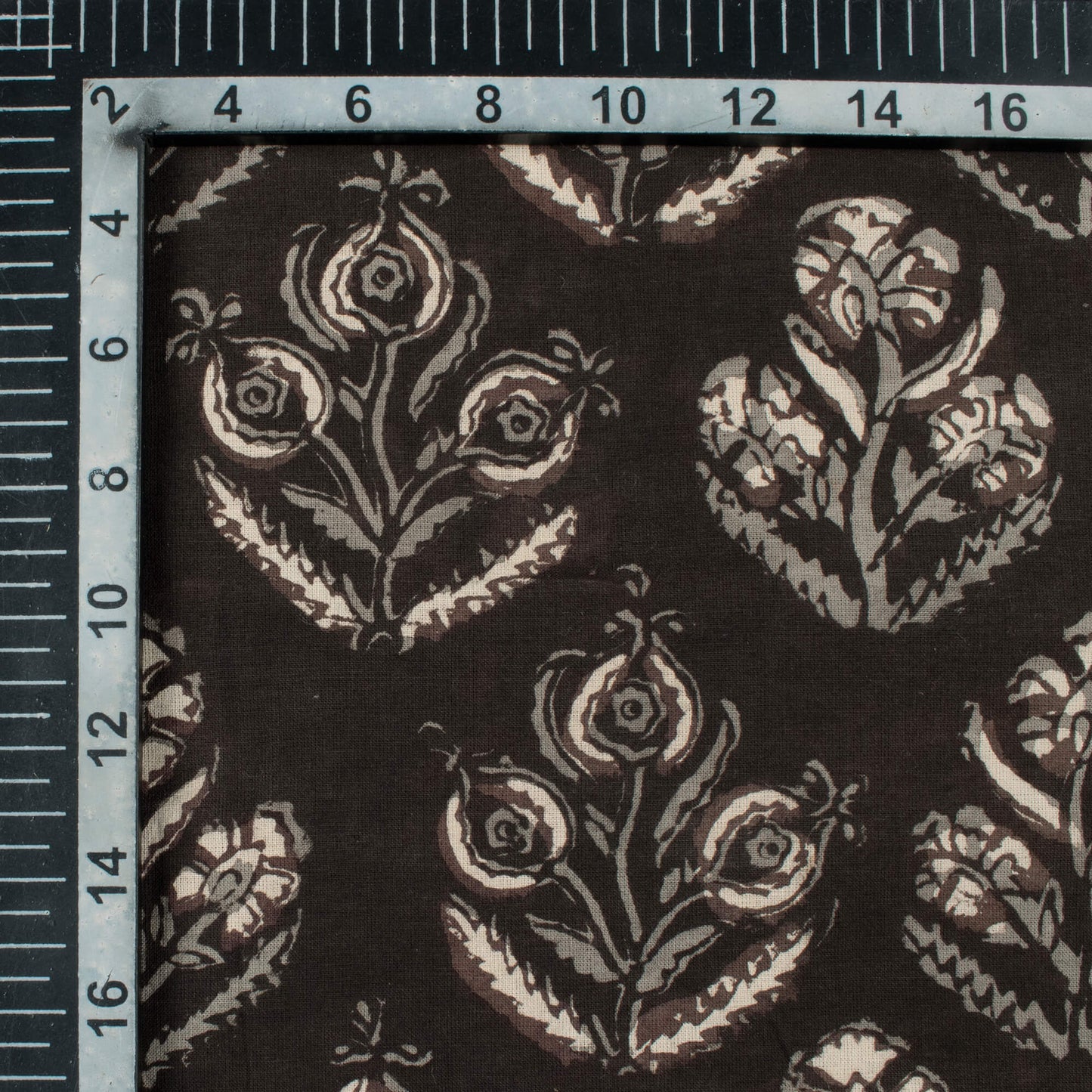 Black And White Floral Pattern Bagru Dabu Handblock Cotton Fabric