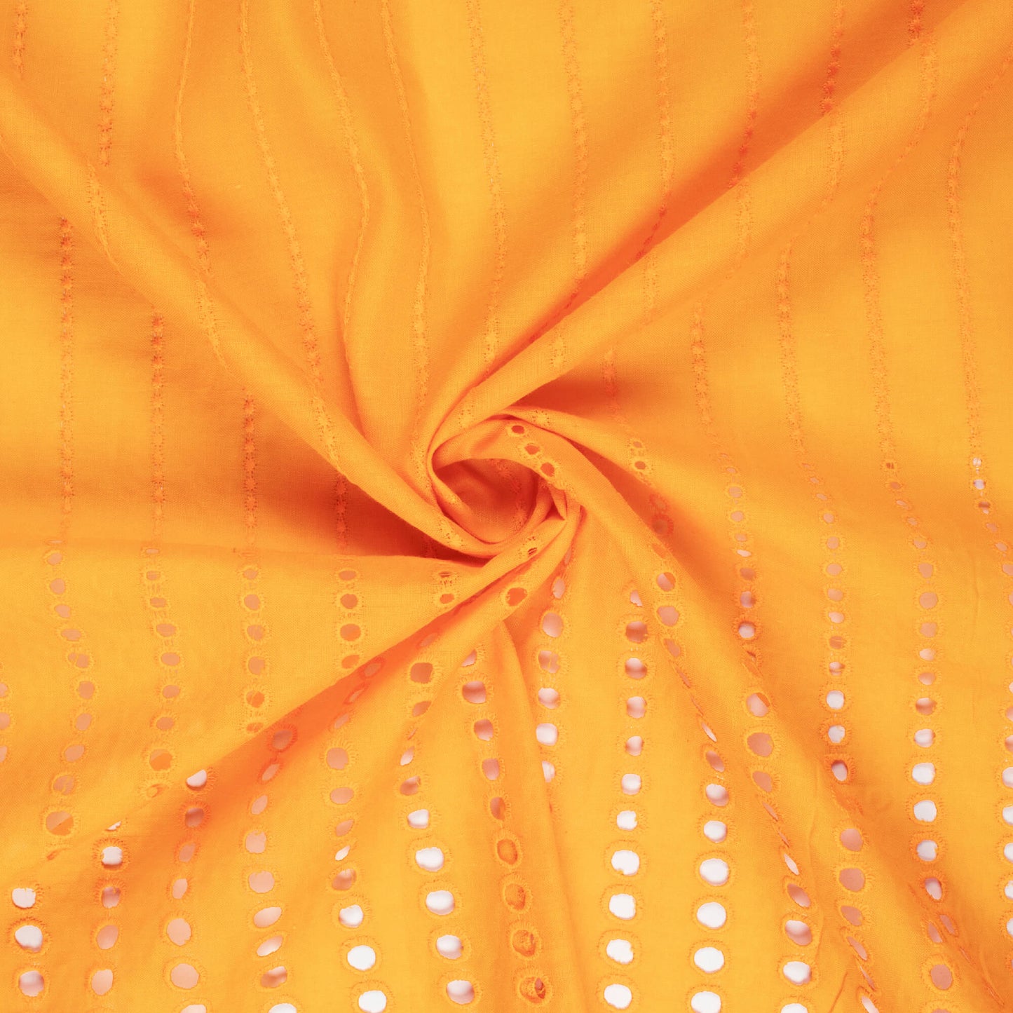 Honey Stripes Pattern Yellow Schiffli Embroidery Cotton Fabric