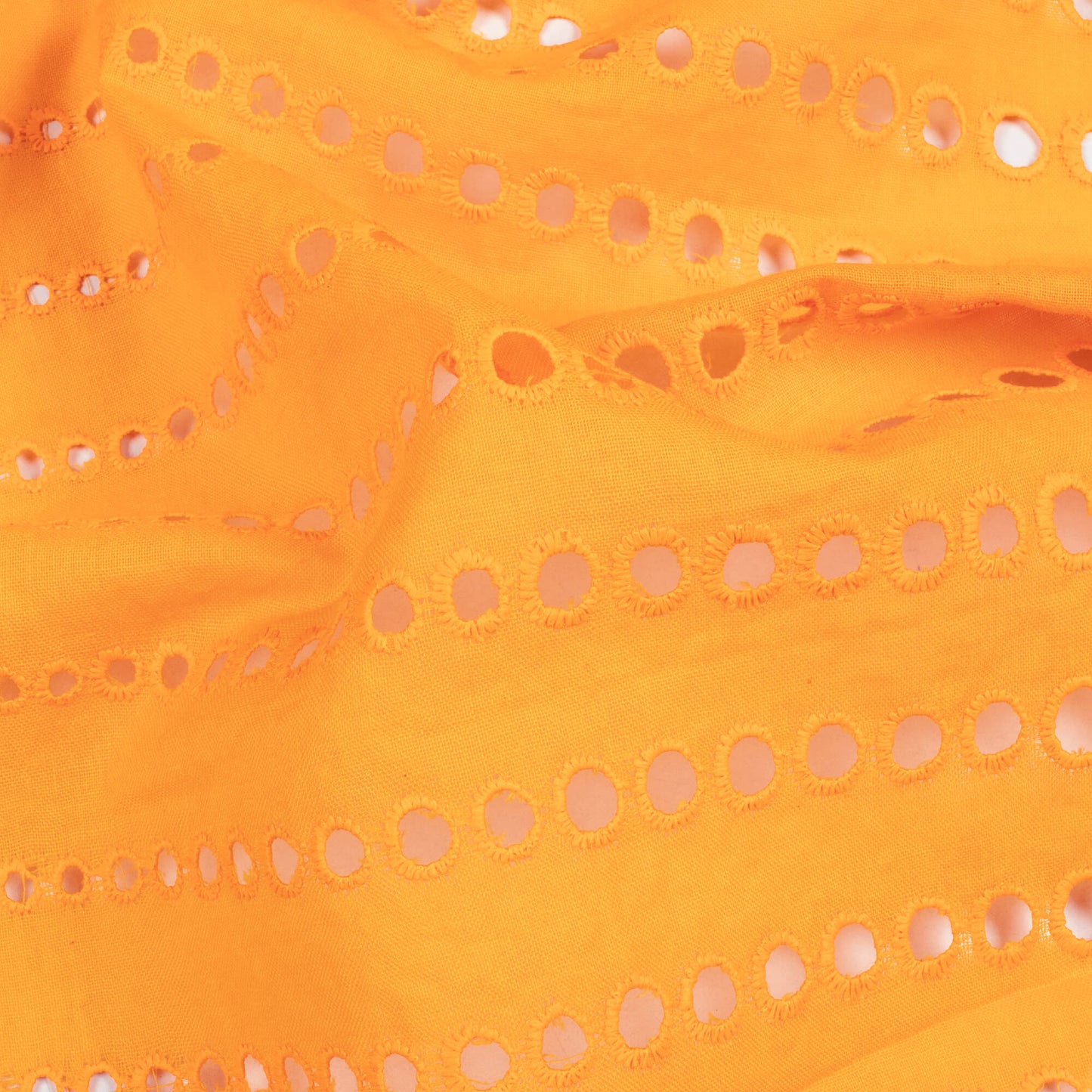 Honey Stripes Pattern Yellow Schiffli Embroidery Cotton Fabric