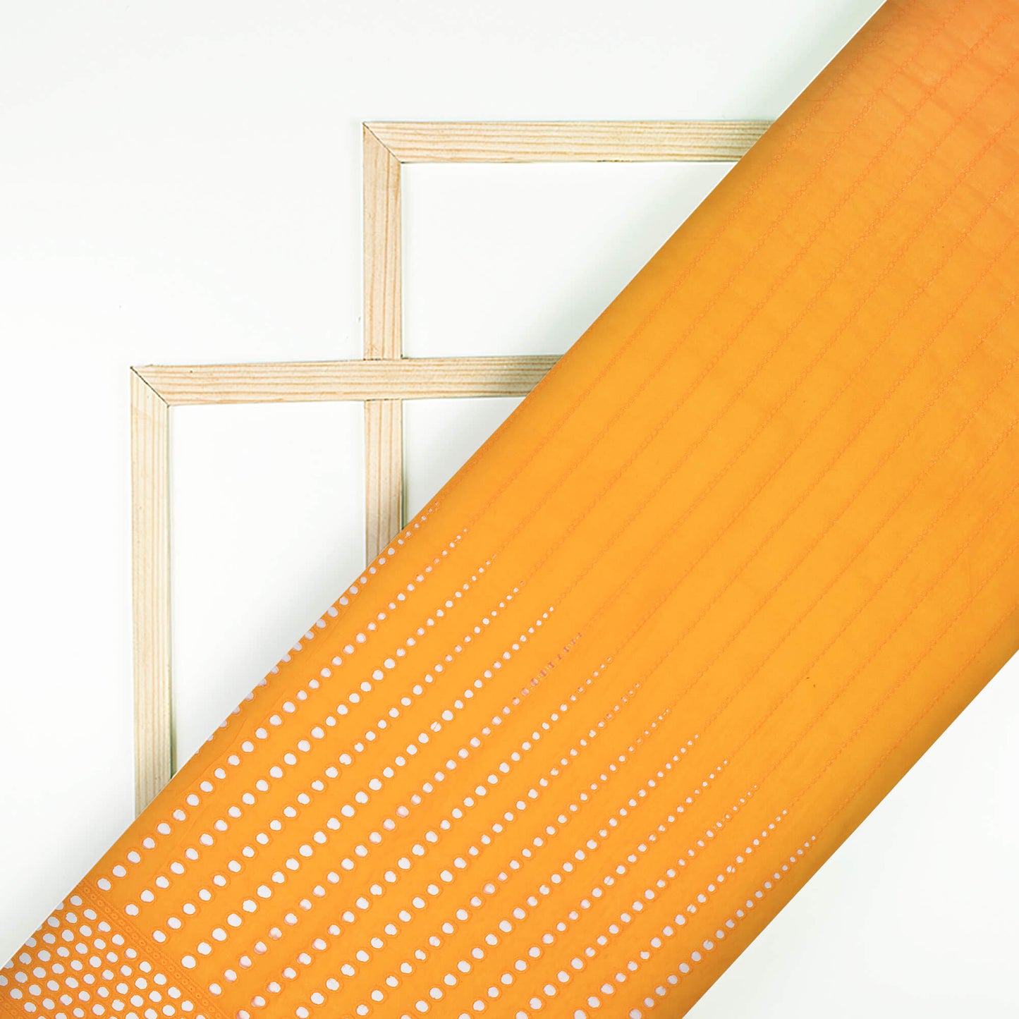 Honey Stripes Pattern Yellow Schiffli Embroidery Cotton Fabric