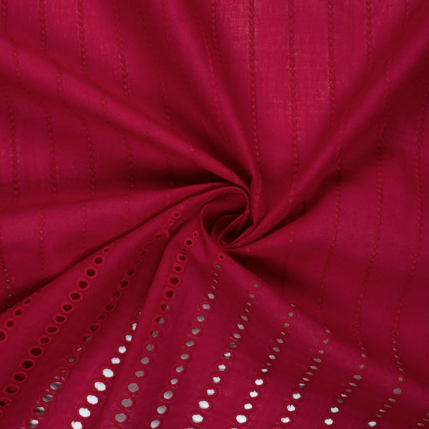 Maroon Stripes Pattern Schiffli Embroidery Cotton Fabric