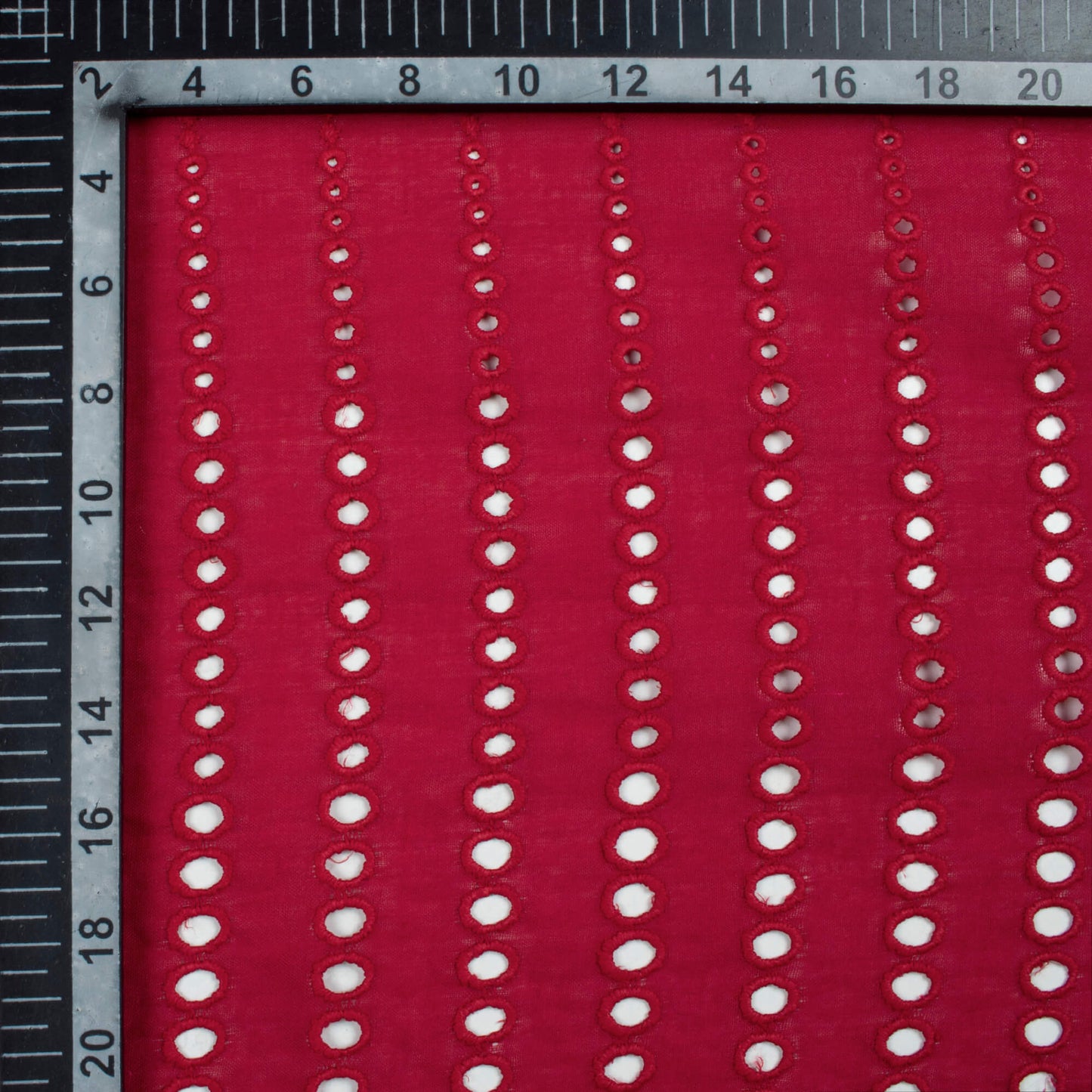 Maroon Stripes Pattern Schiffli Embroidery Cotton Fabric