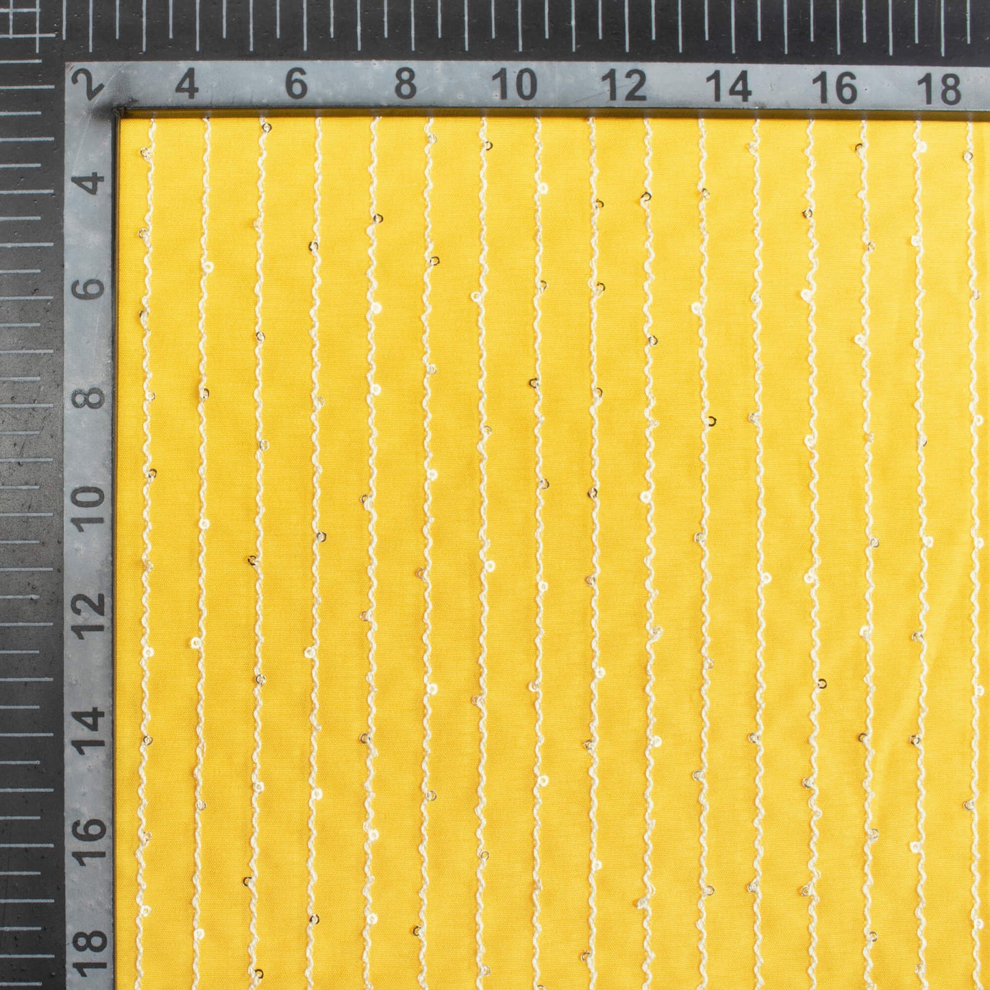 Bumblebee Yellow Plain Sequins Embroidery Butter Crepe Fabric