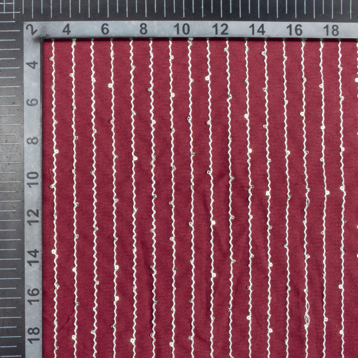 Maroon Plain Sequins Embroidery Butter Crepe Fabric