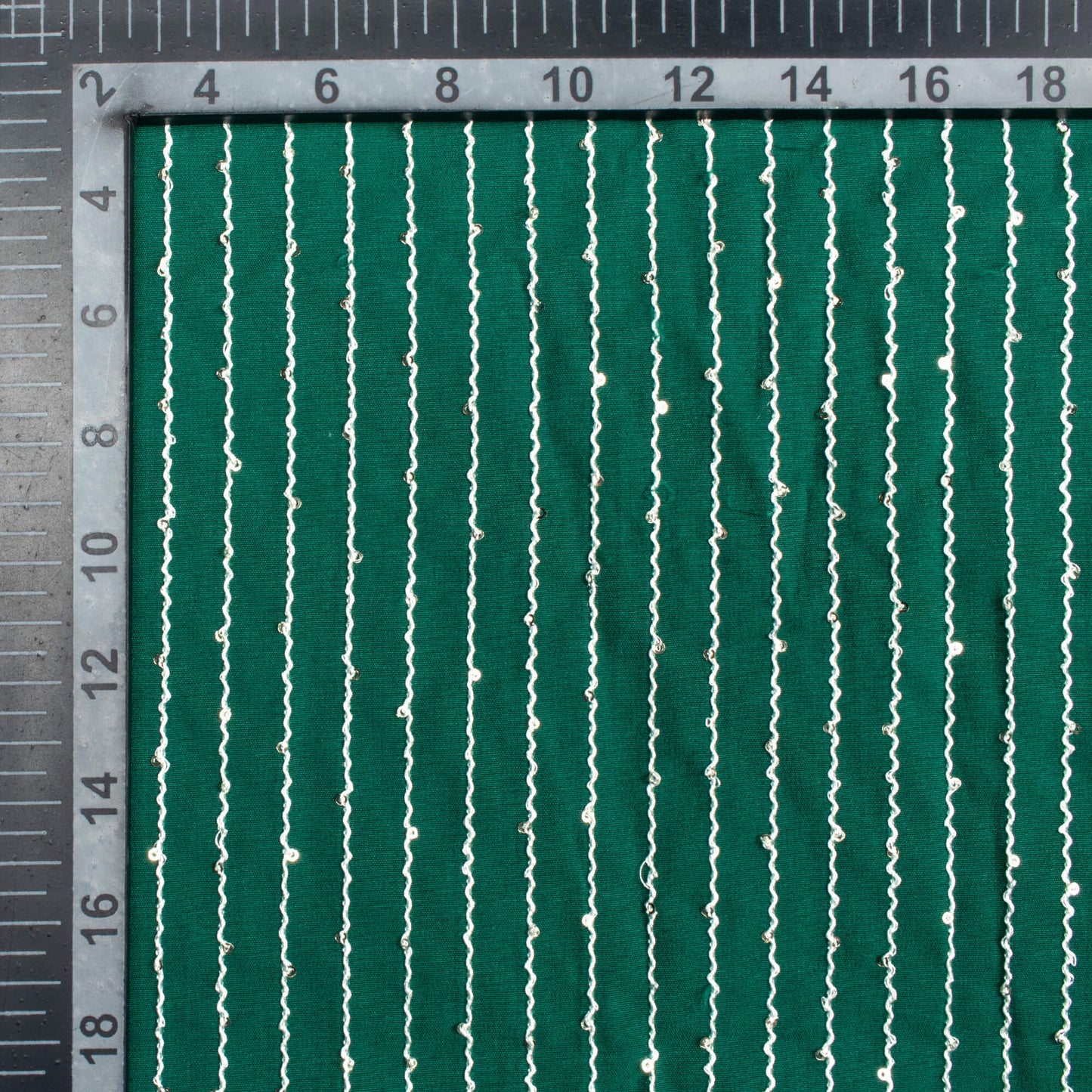 Sacramento Green Plain Sequins Embroidery Butter Crepe Fabric