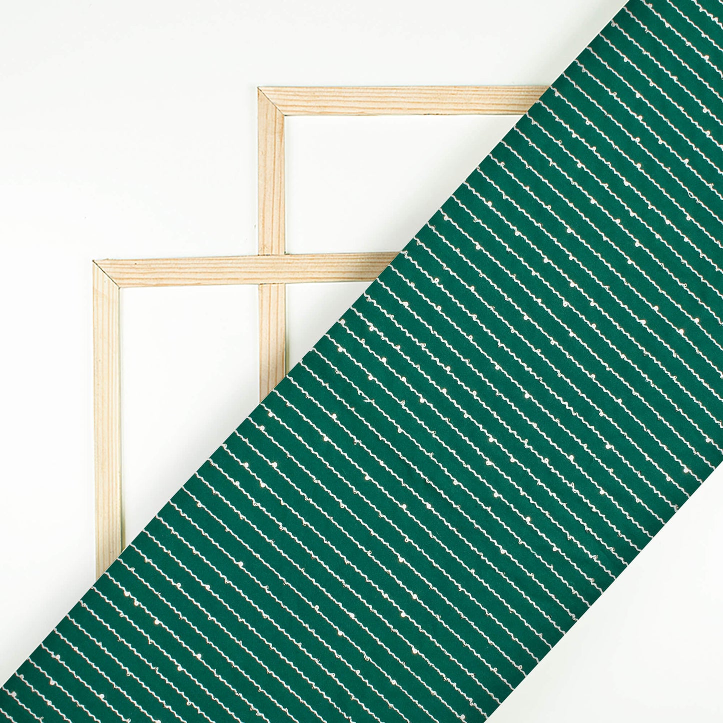 Sacramento Green Plain Sequins Embroidery Butter Crepe Fabric