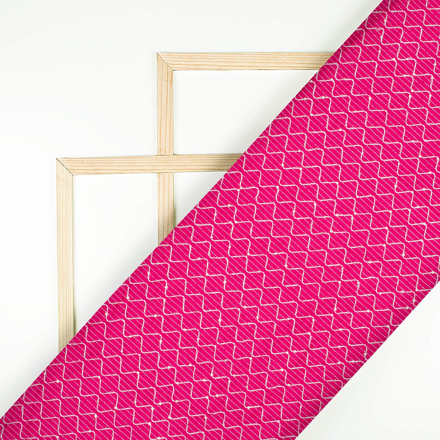 Cerise Pink Plain Sequins Embroidery Charmeuse Satin Fabric (Width 54 Inches)