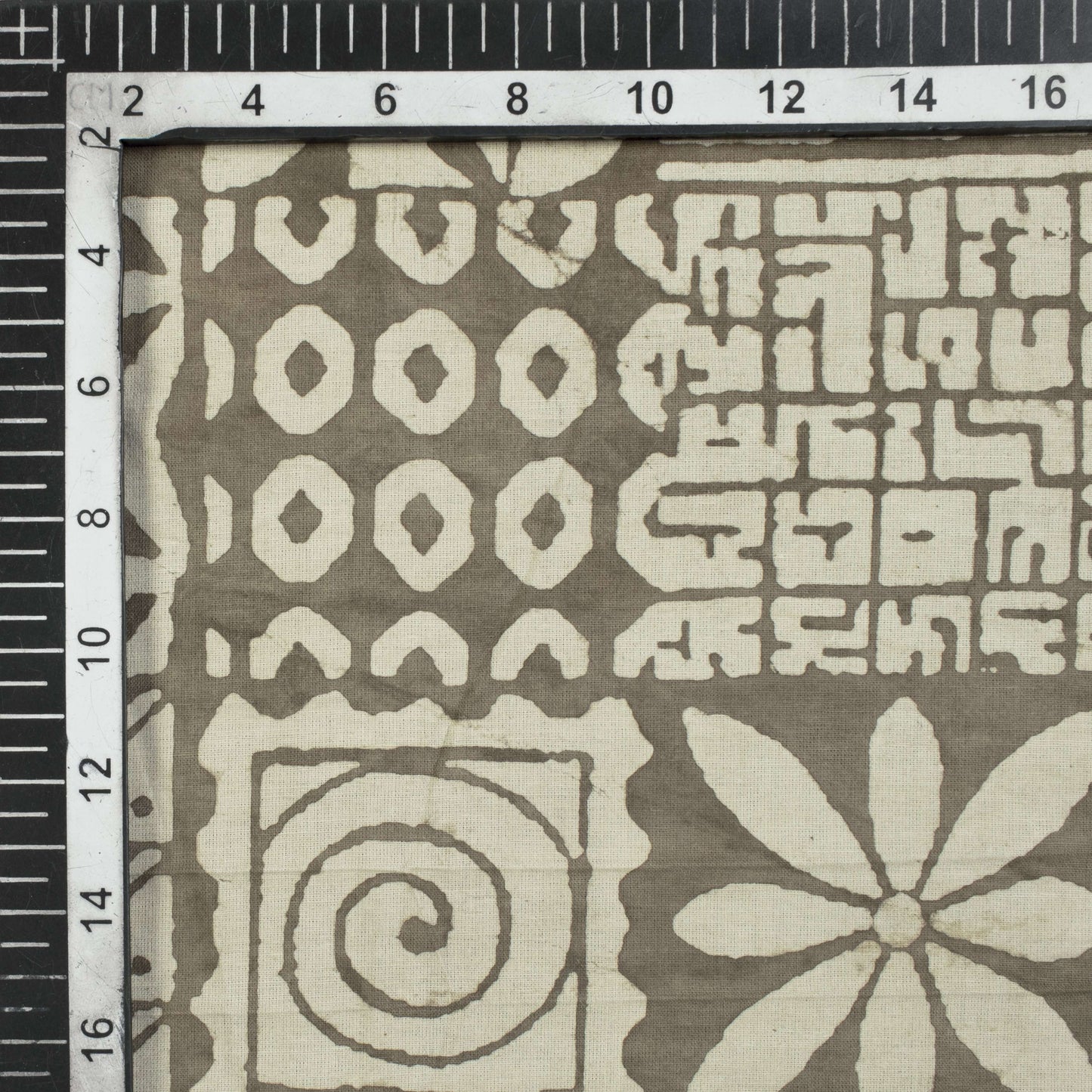 Brown And Off White Floral Pattern Kashish Handblock Cotton Fabric - Fabcurate