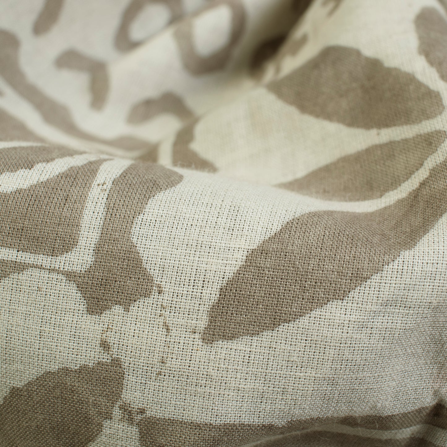Brown And Off White Floral Pattern Kashish Handblock Cotton Fabric - Fabcurate