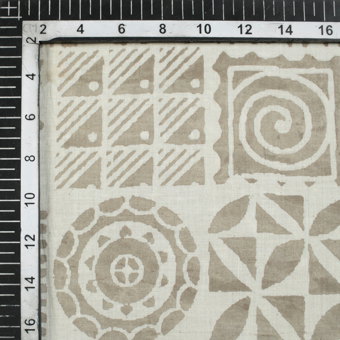 Brown And Off White Floral Pattern Kashish Handblock Cotton Fabric - Fabcurate