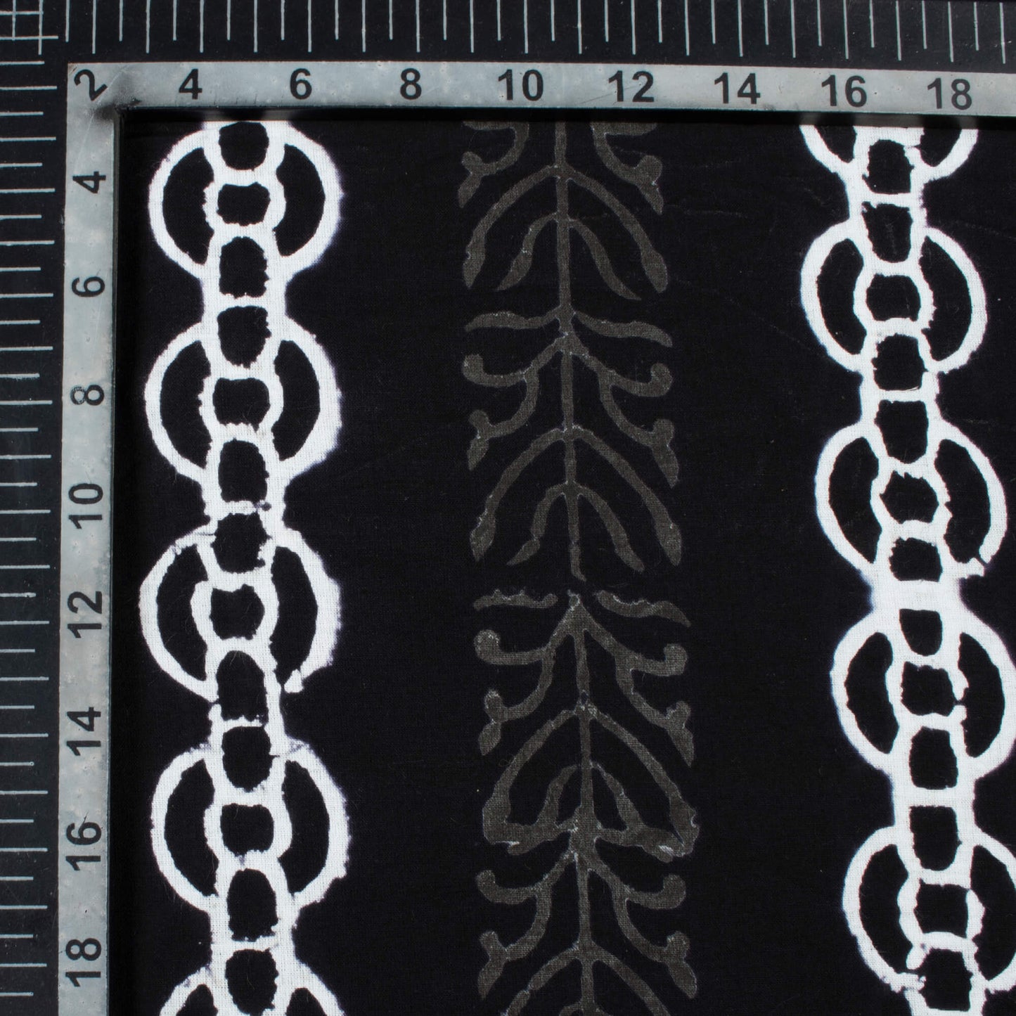 Monochrome Stripes Pattern Handblock Cotton Fabric