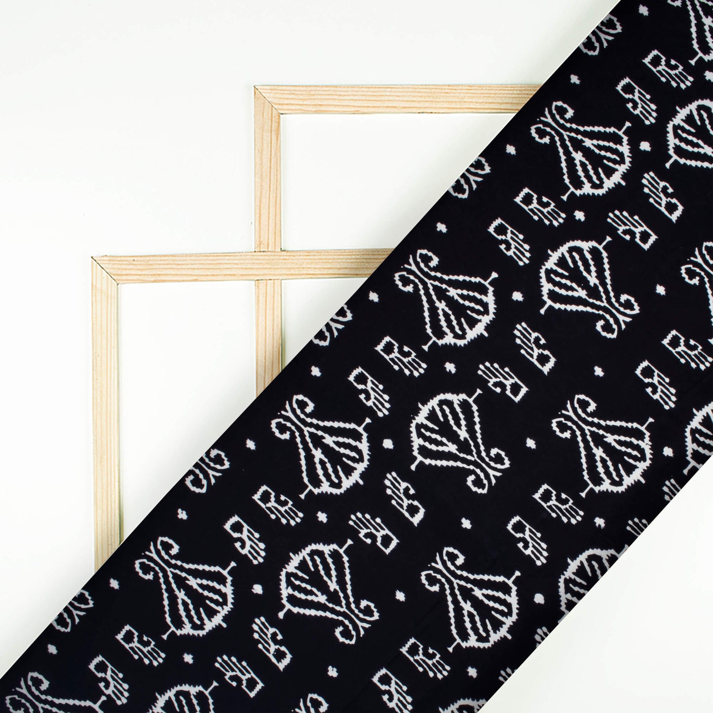 Monochrome Ethnic Pattern Handblock Cotton Fabric