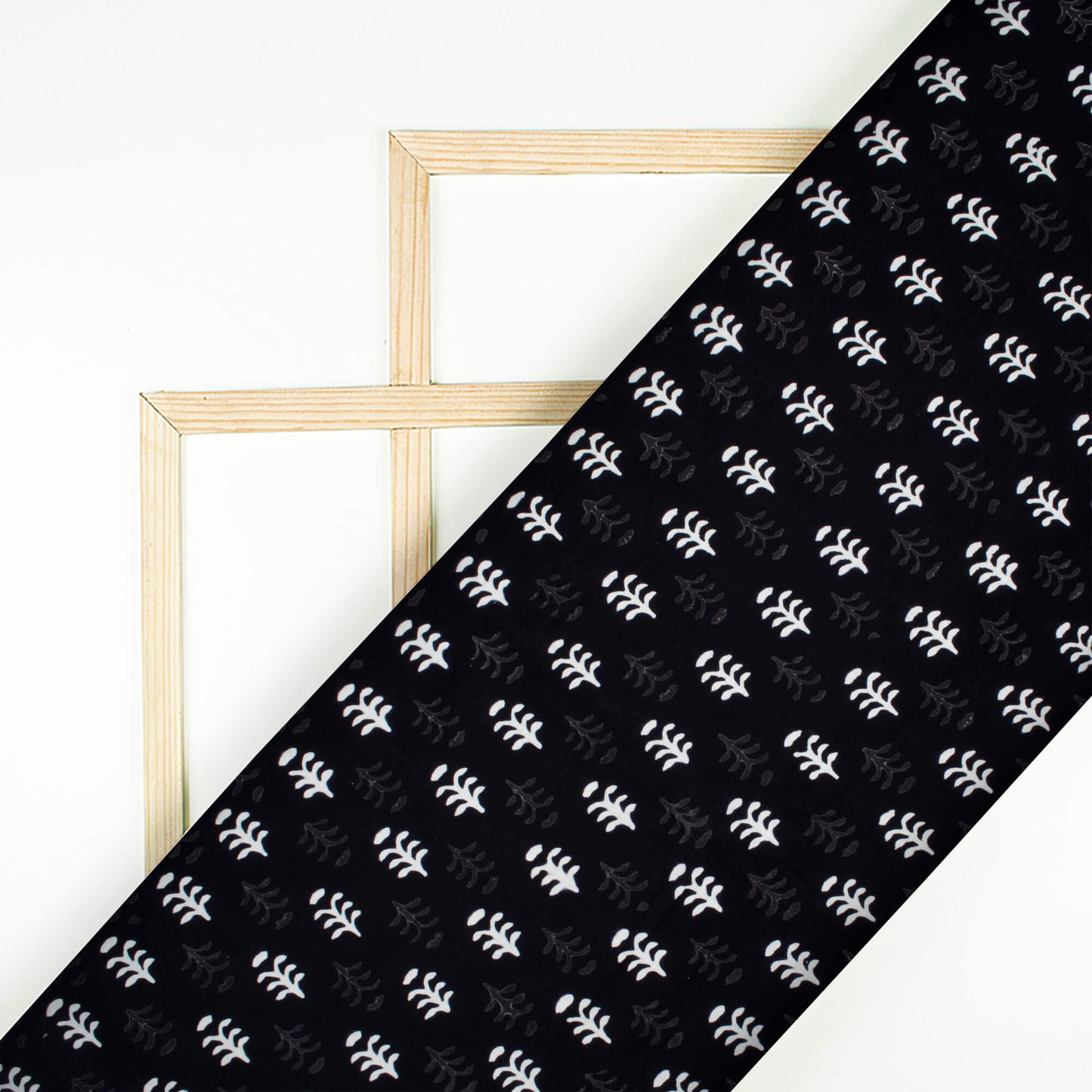 Monochrome Booti Pattern Handblock Cotton Fabric