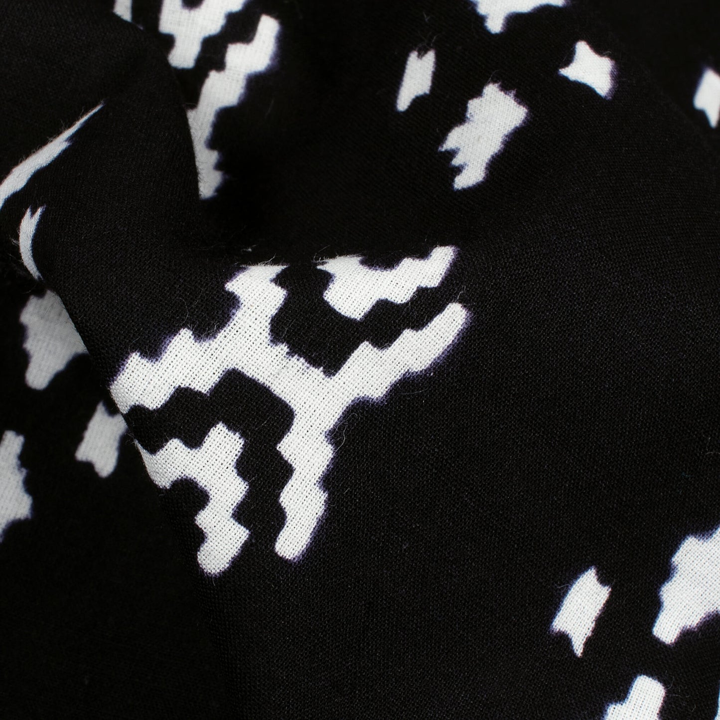 Monochrome Ikat Pattern Handblock Cotton Fabric