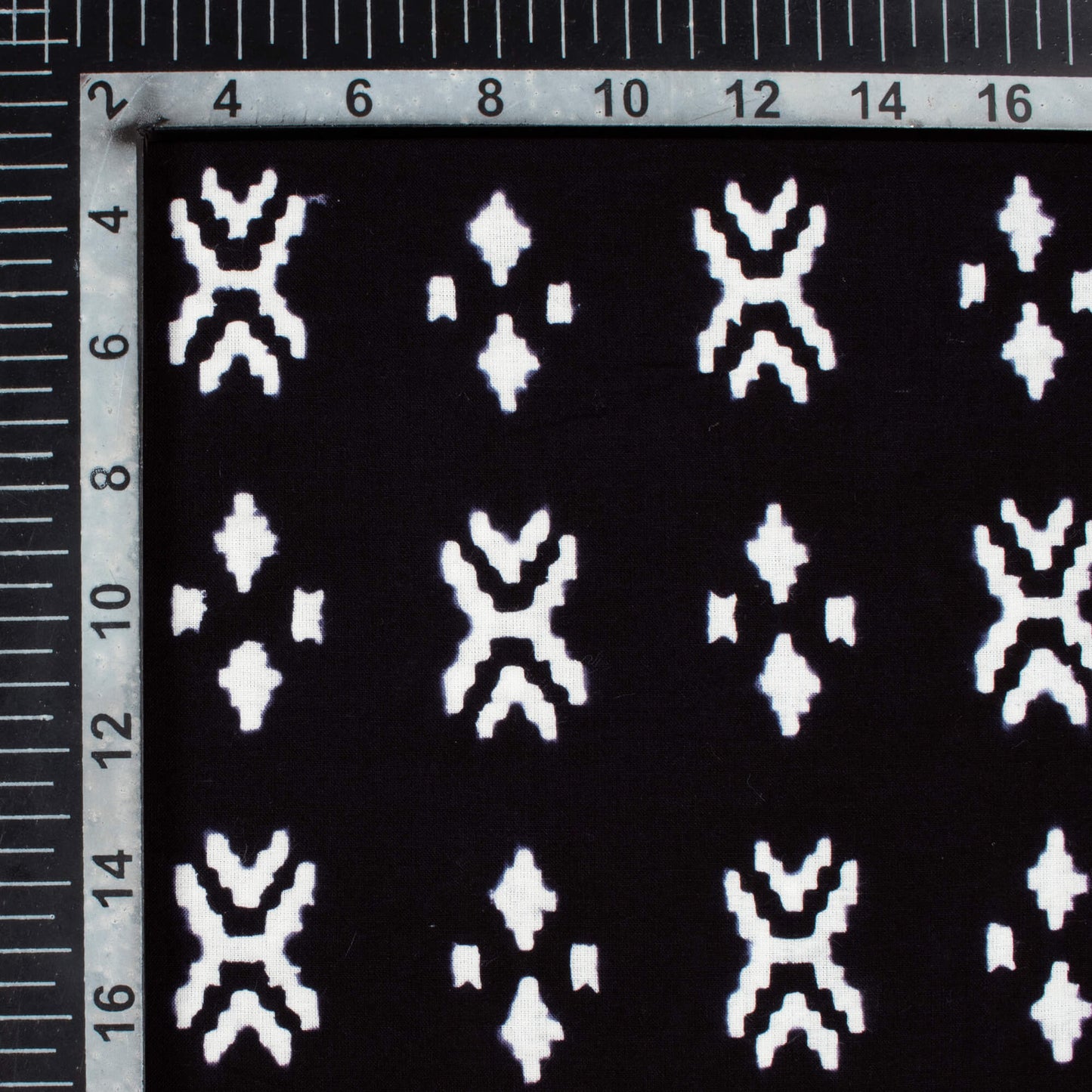 Monochrome Ikat Pattern Handblock Cotton Fabric