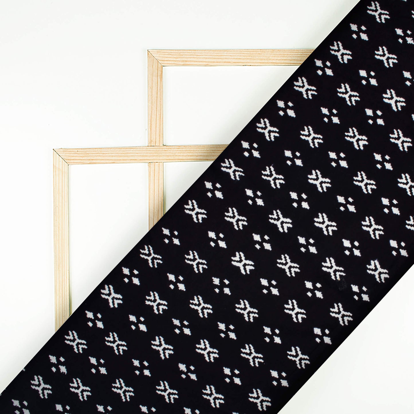 Monochrome Ikat Pattern Handblock Cotton Fabric