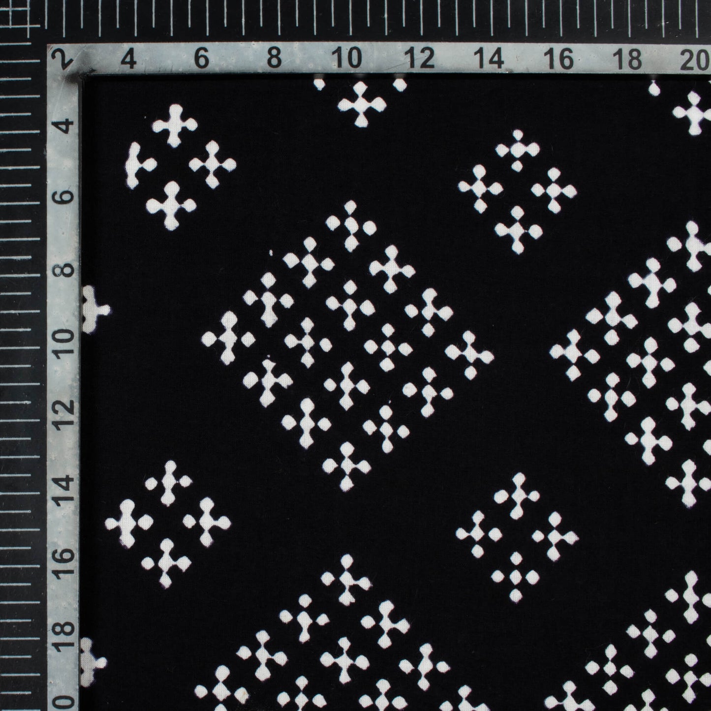 Monochrome Geometric Pattern Handblock Cotton Fabric
