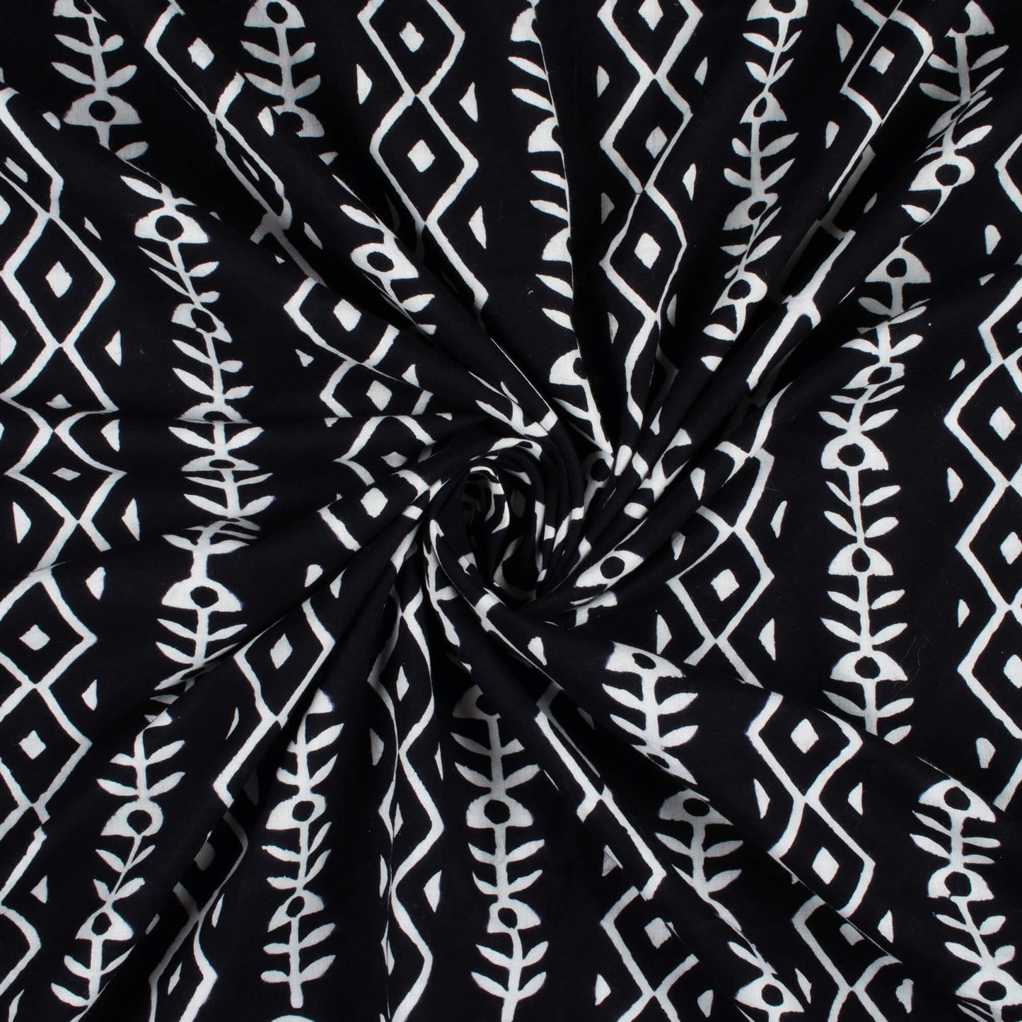 Monochrome Stripes Pattern Handblock Cotton Fabric