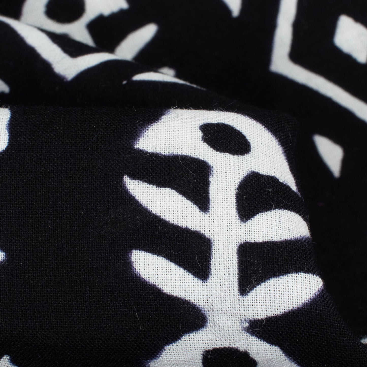 Monochrome Stripes Pattern Handblock Cotton Fabric