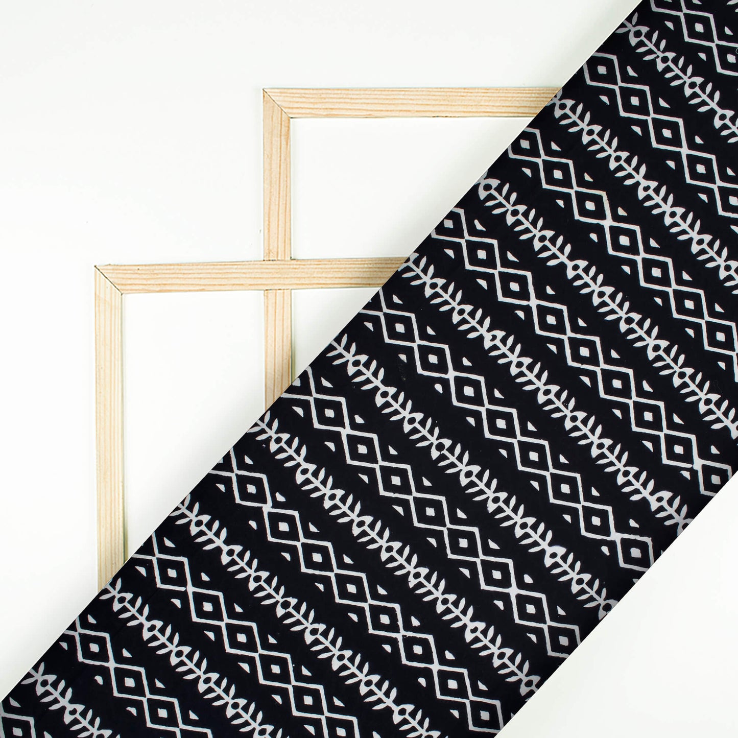 Monochrome Stripes Pattern Handblock Cotton Fabric