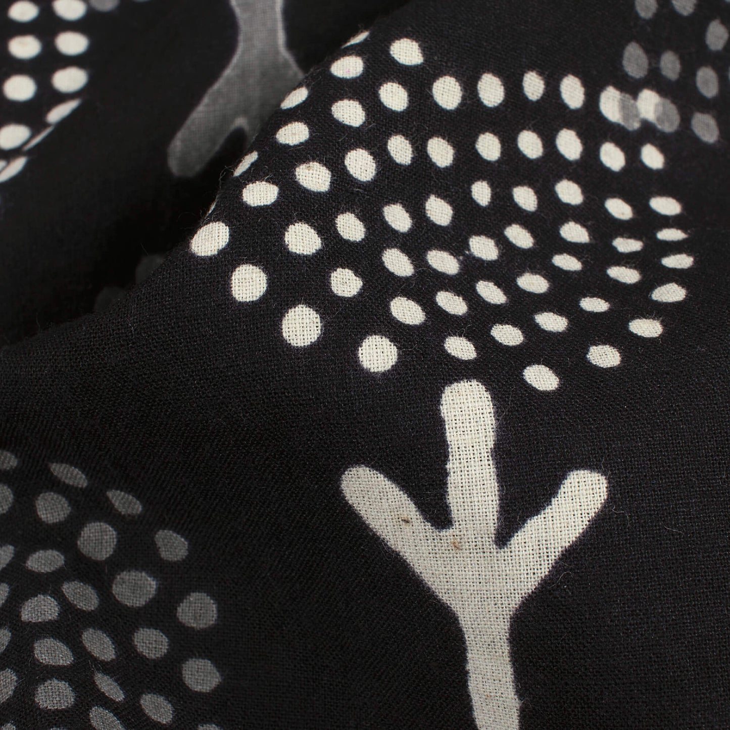 Monochrome Floral Pattern Handblock Cotton Fabric
