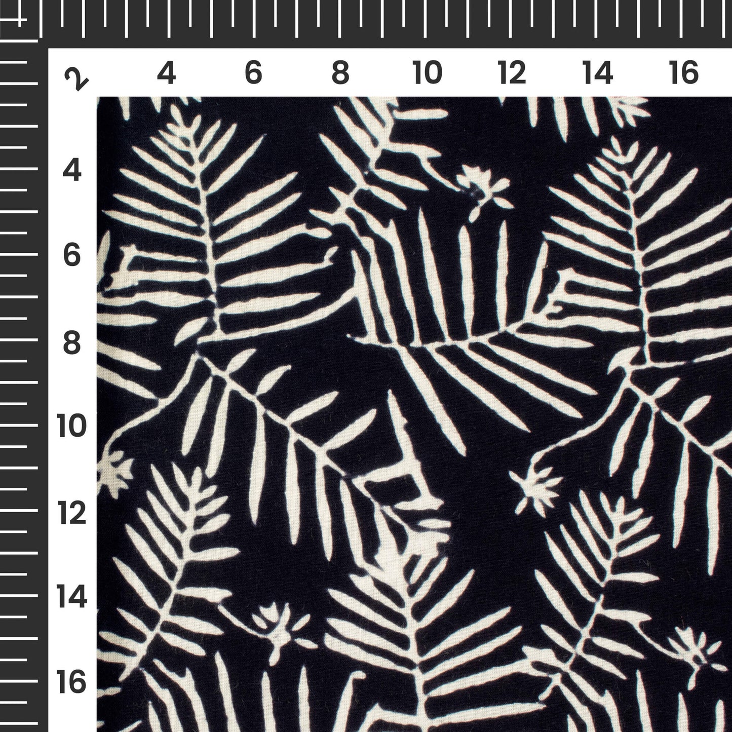 Monochrome Leaf Pattern Handblock Cotton Fabric