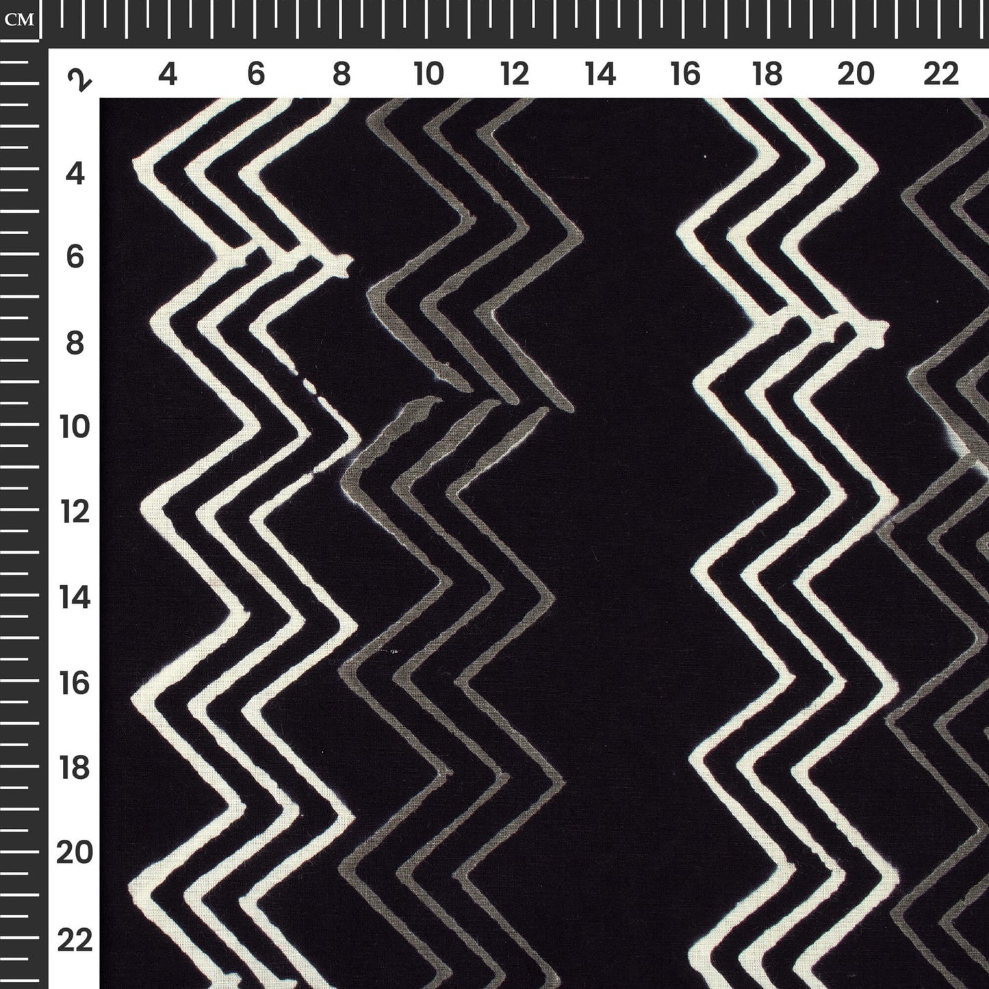 Monochrome Chevron Pattern Handblock Cotton Fabric